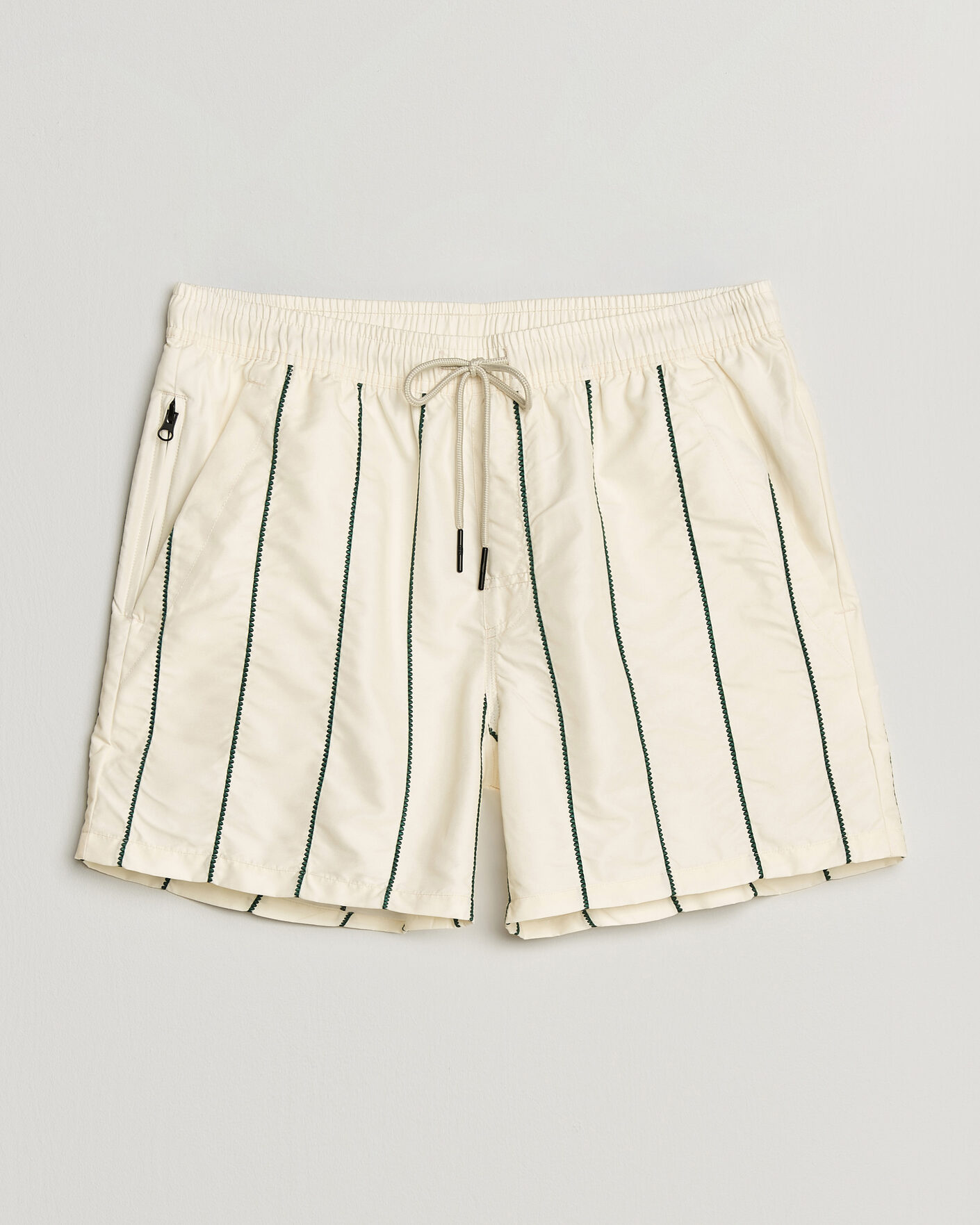 Mies | Uimahousut | OAS | Granada Striped Swimshorts White/Green