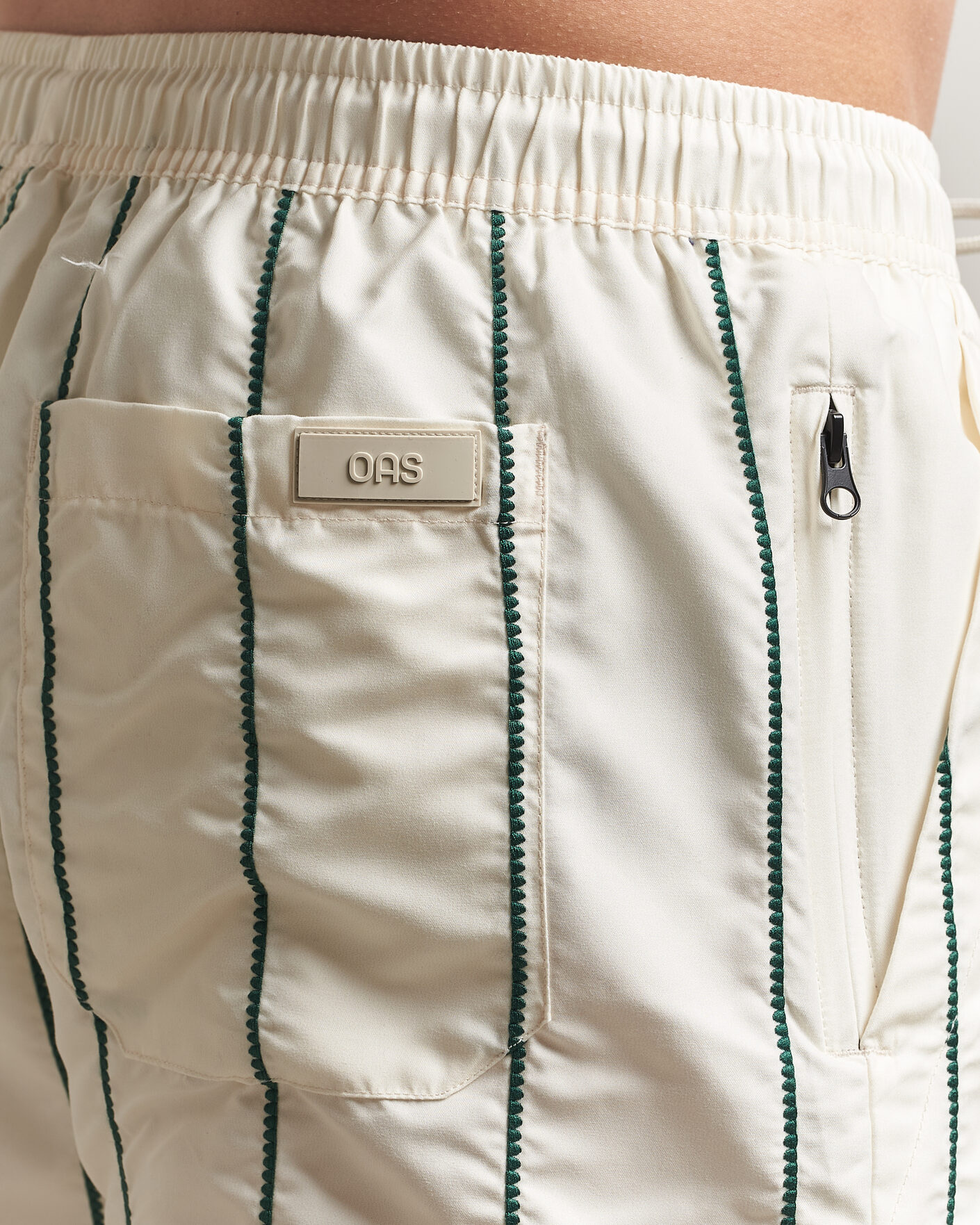 Mies | Uimahousut | OAS | Granada Striped Swimshorts White/Green