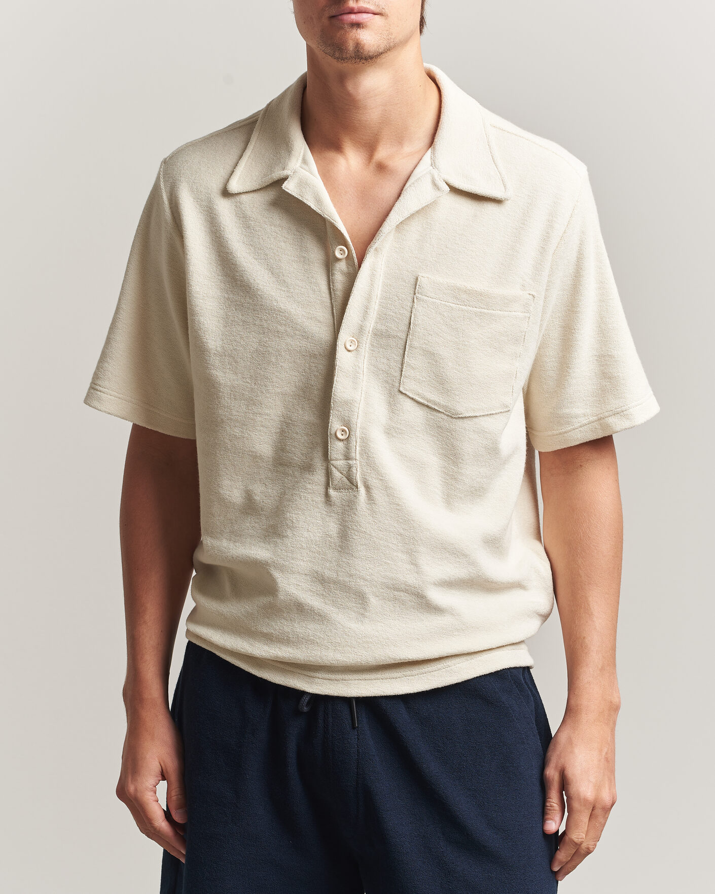 Mies | Pikeet | OAS | Novo Regular Fit Terry Polo Ecru