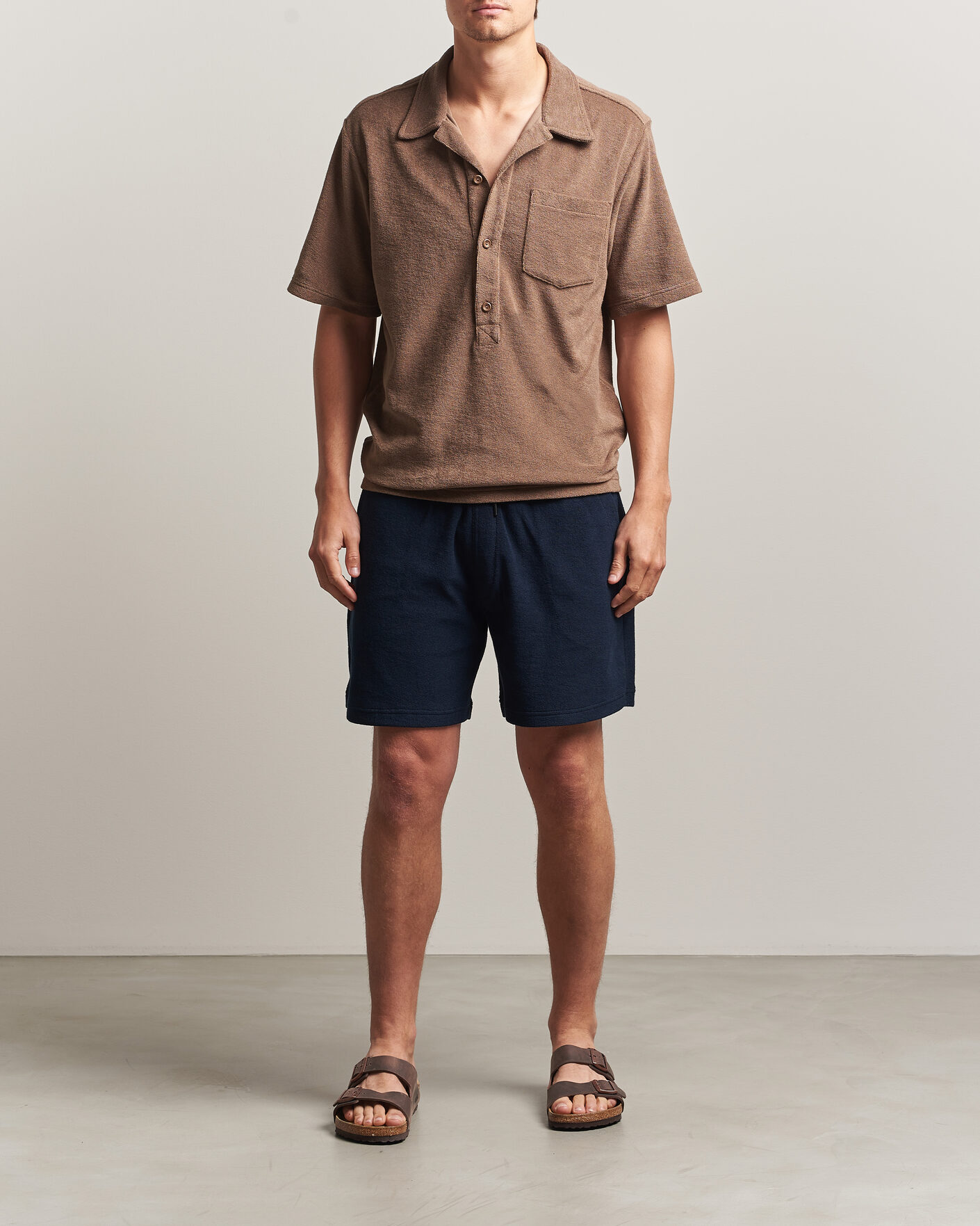 Mies | Pikeet | OAS | Novo Regular Fit Terry Polo Brown