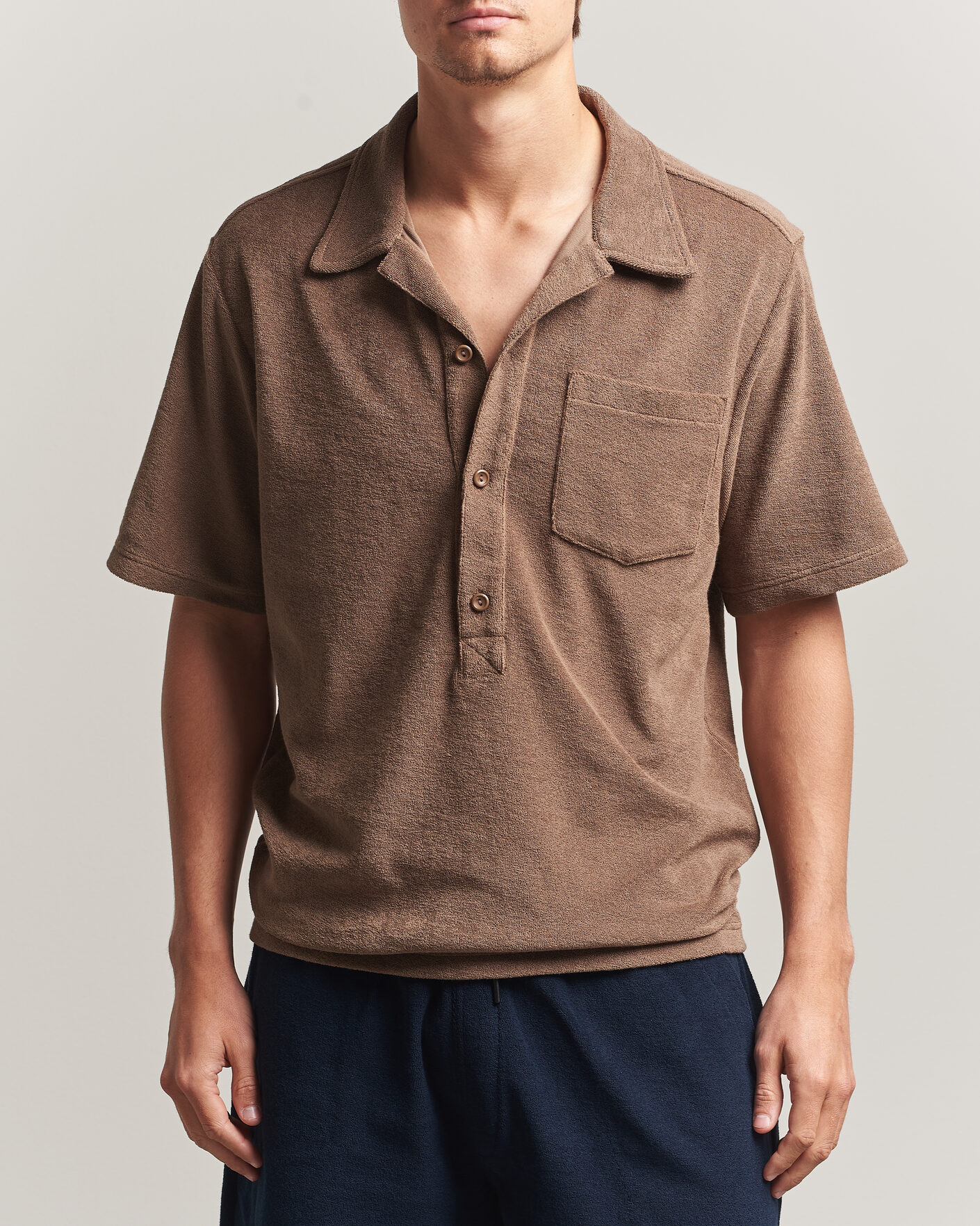 Mies | Pikeet | OAS | Novo Regular Fit Terry Polo Brown