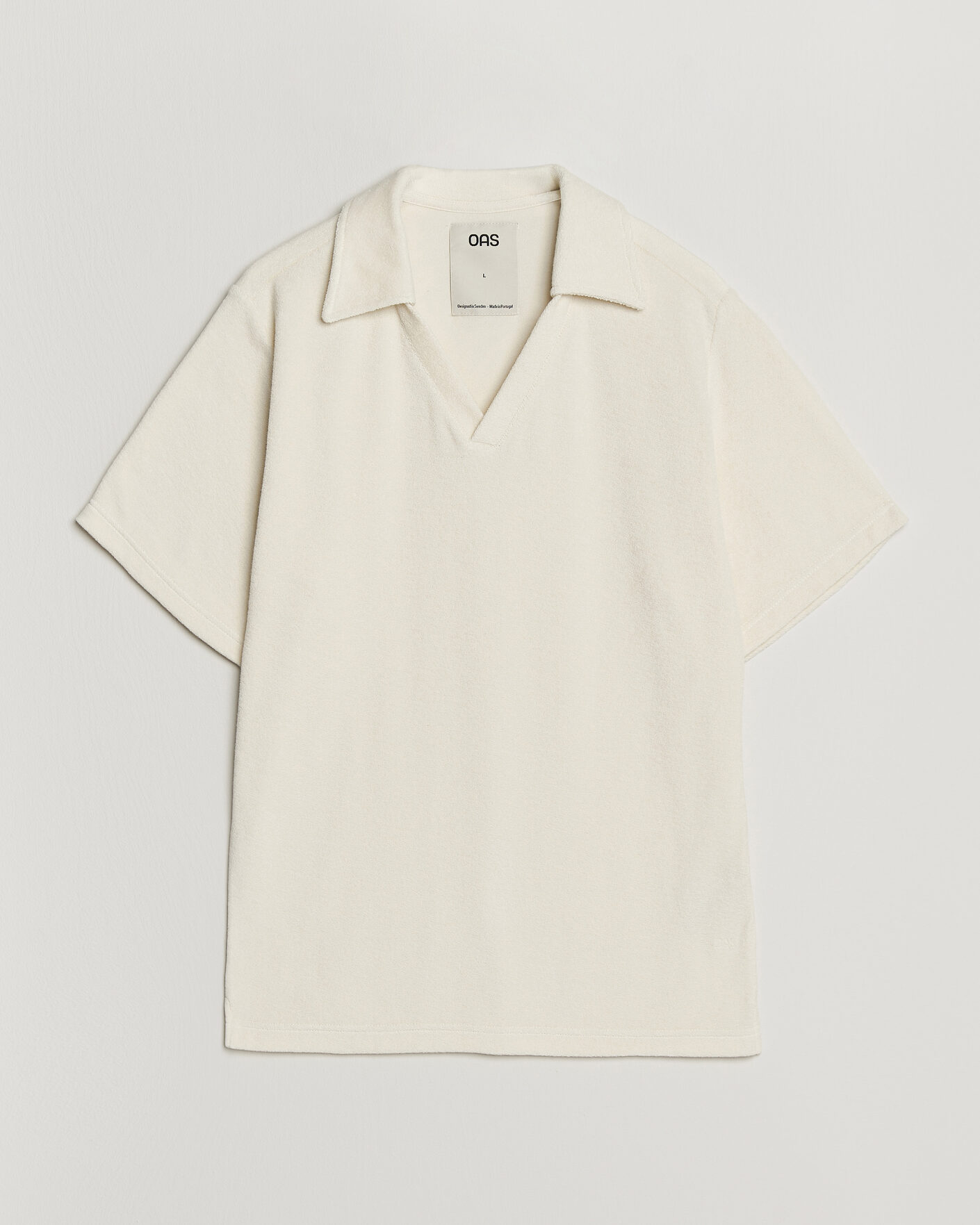 Mies | Pikeet | OAS | Serif Regular Fit Terry Open Collar Polo Ecru