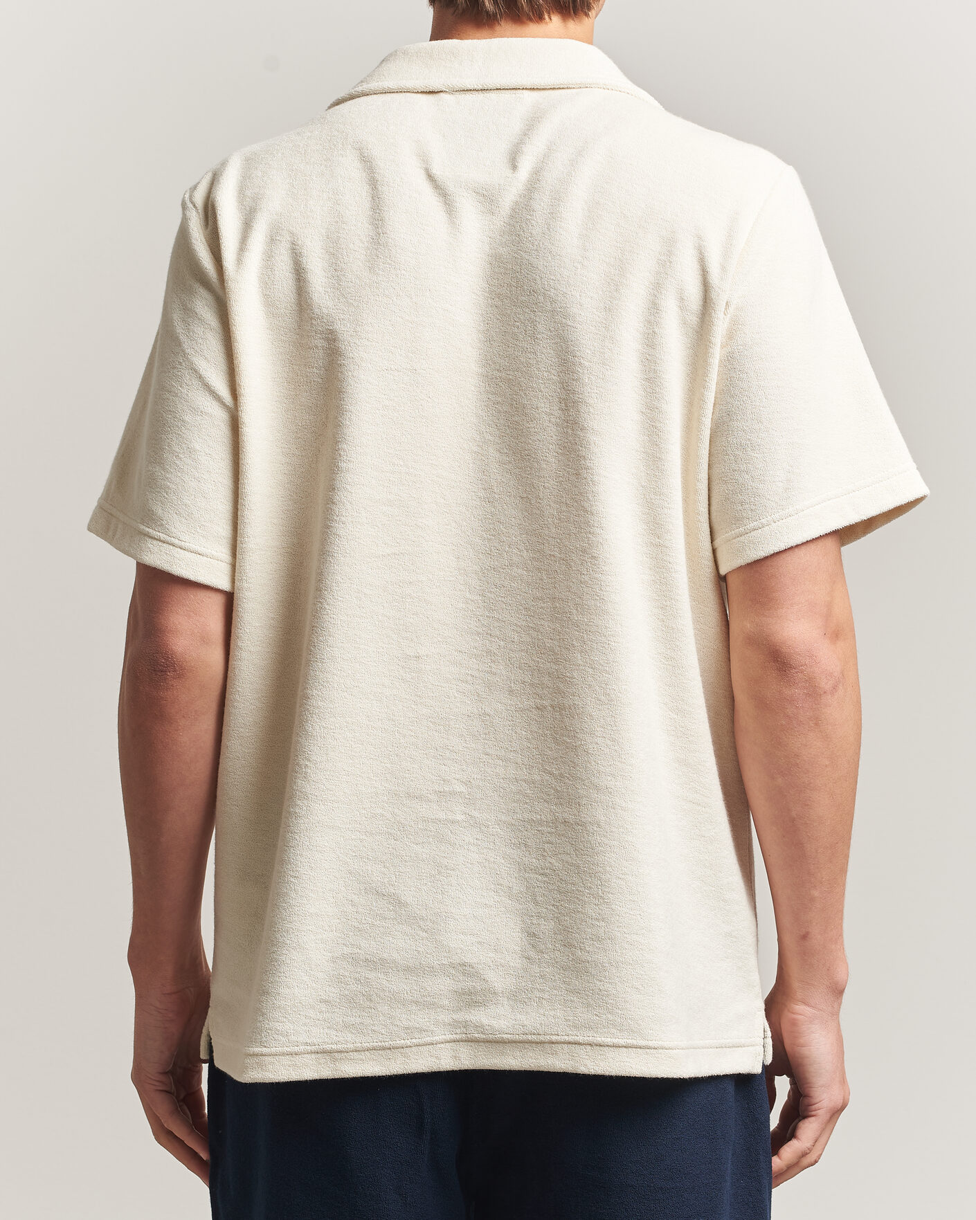 Mies | Pikeet | OAS | Serif Regular Fit Terry Open Collar Polo Ecru