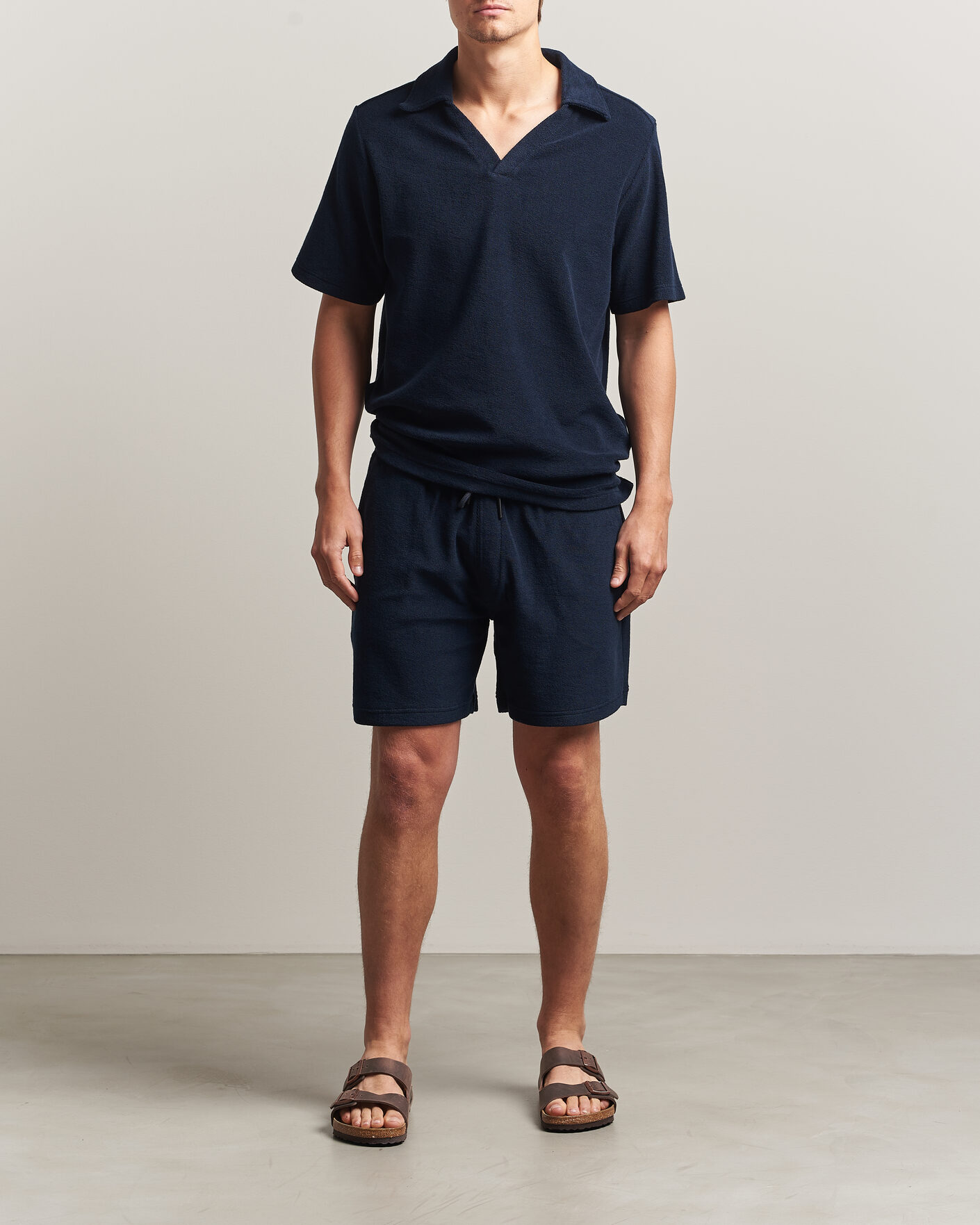 Mies | Pikeet | OAS | Serif Regular Fit Terry Open Collar Polo Dark Blue