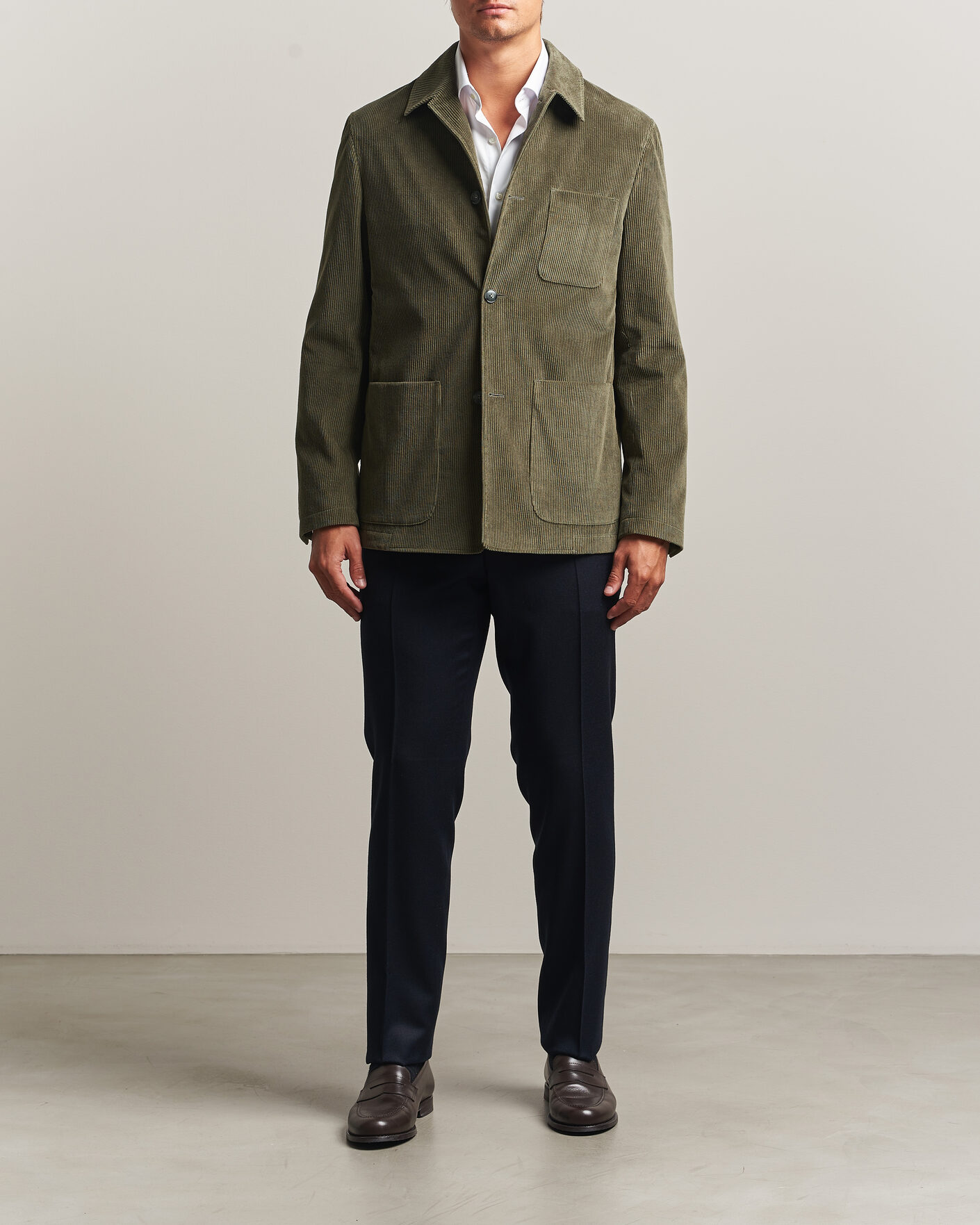 Mies | Takit | Canali | Corduroy Chore Jacket Olive