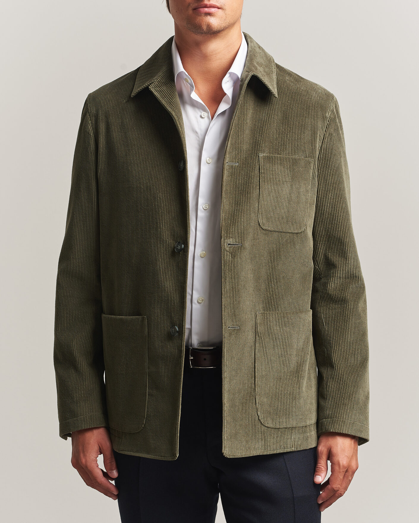 Mies | Takit | Canali | Corduroy Chore Jacket Olive
