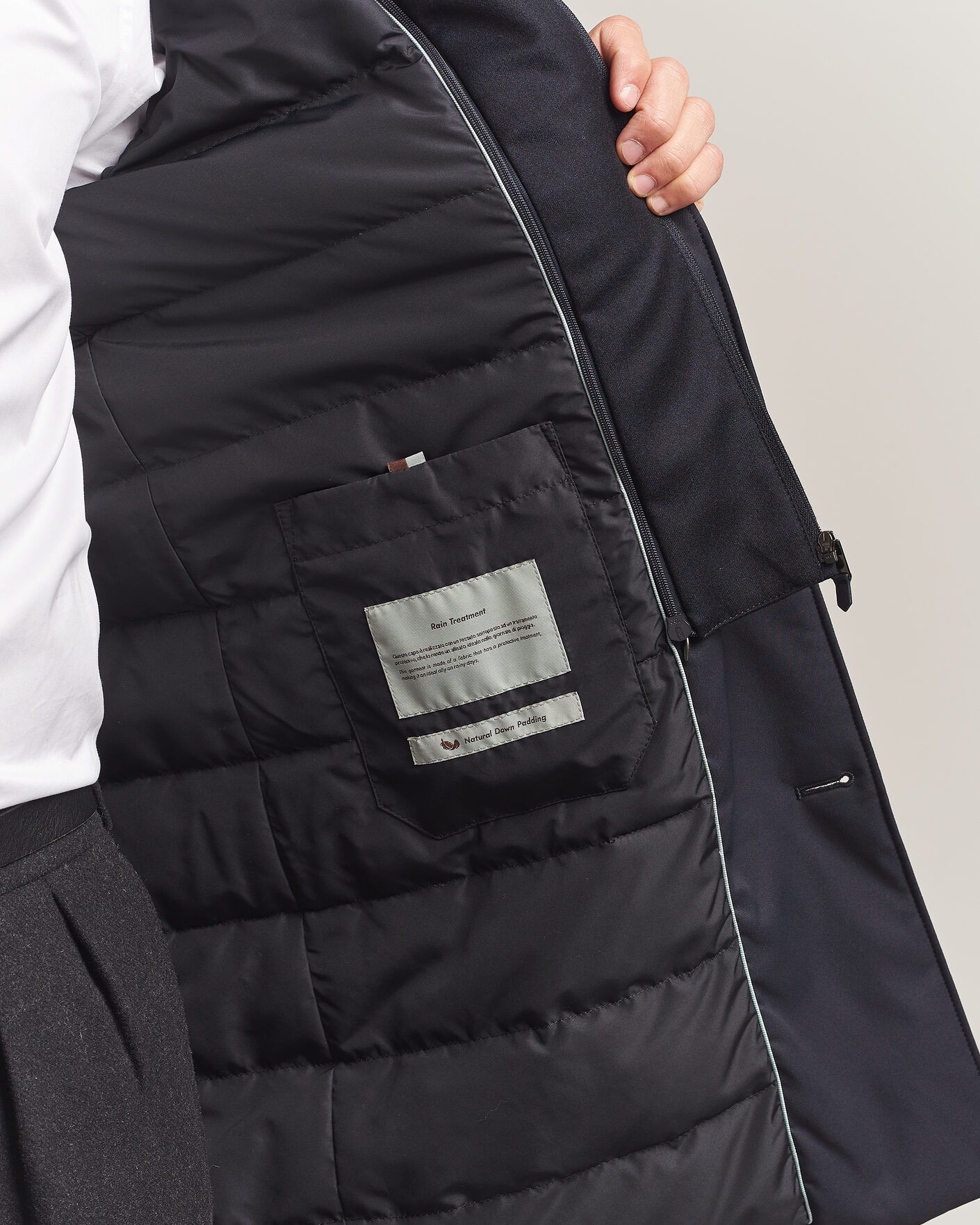 Mies | Takit | Canali | Zip Liner Down Coat Navy