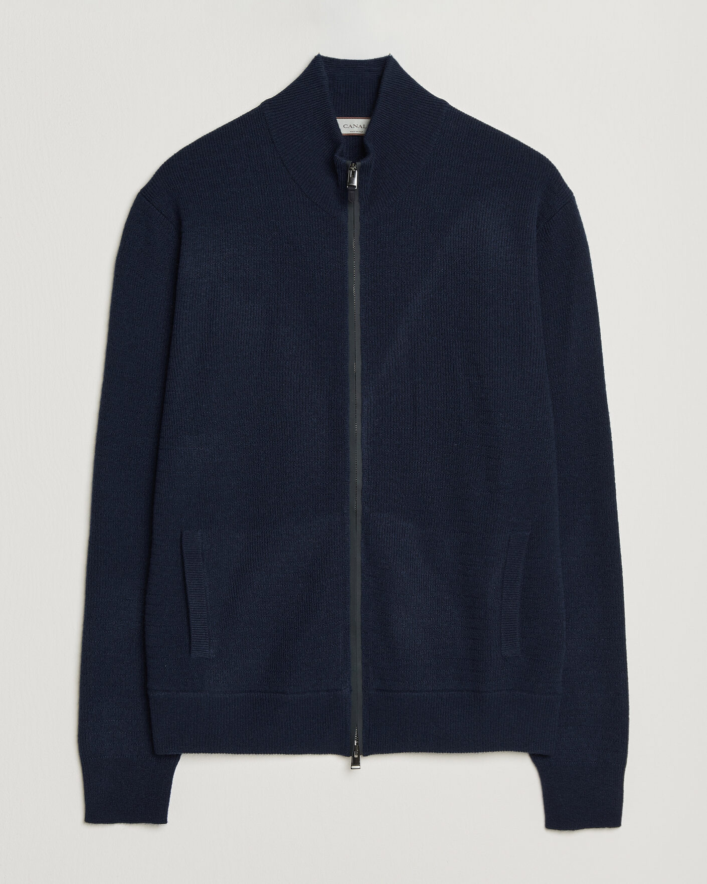 Mies | Puserot | Canali | Wool/Cashmere Full Zip Cardigan Navy