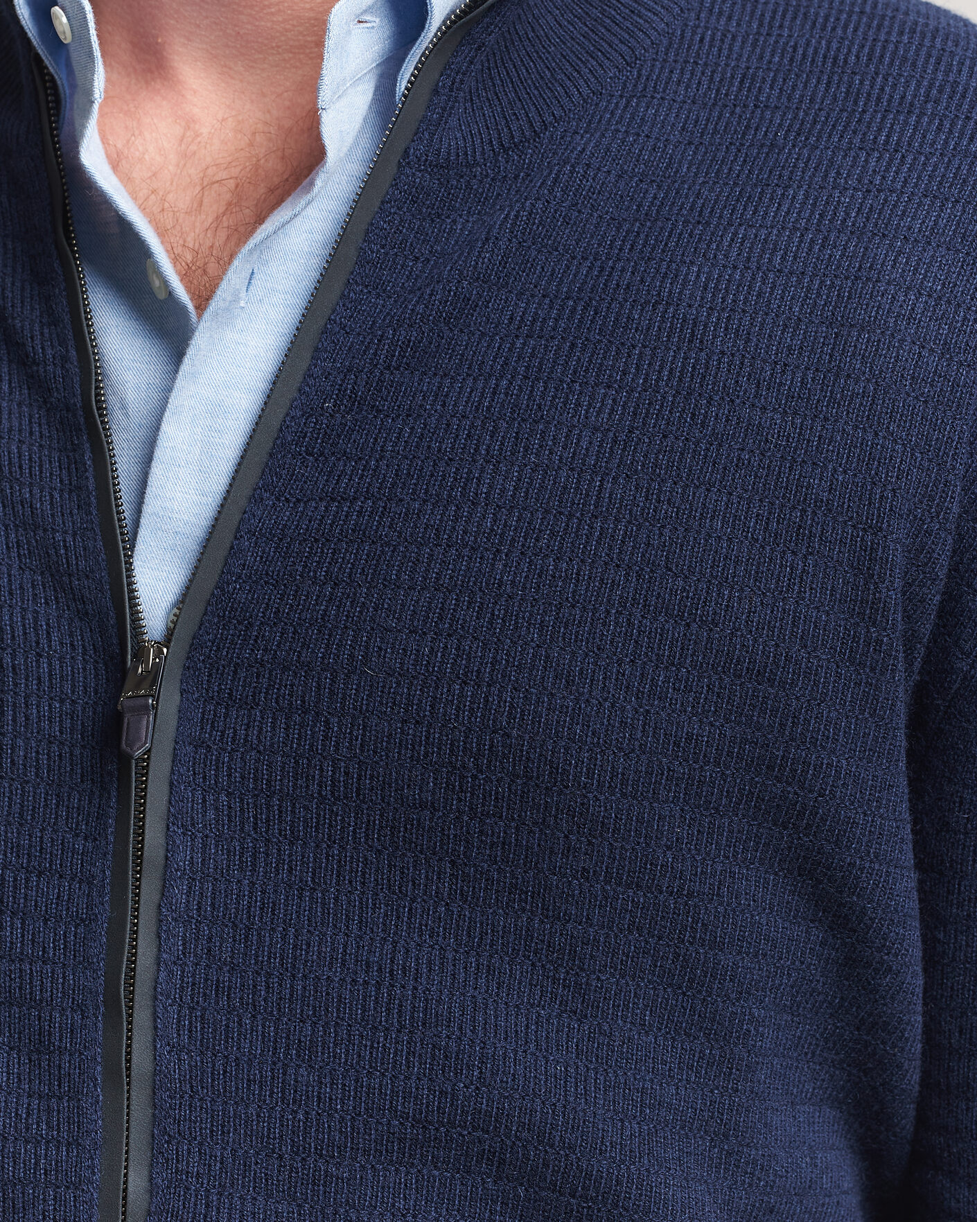 Mies | Puserot | Canali | Wool/Cashmere Full Zip Cardigan Navy