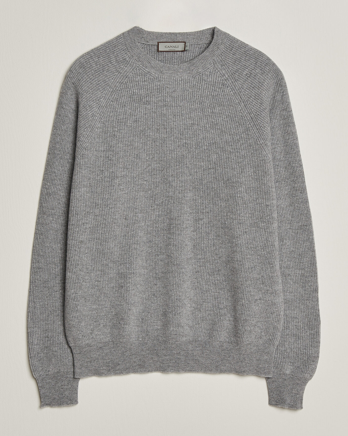 Mies | Puserot | Canali | Rib Cashmere Sweater Light Grey