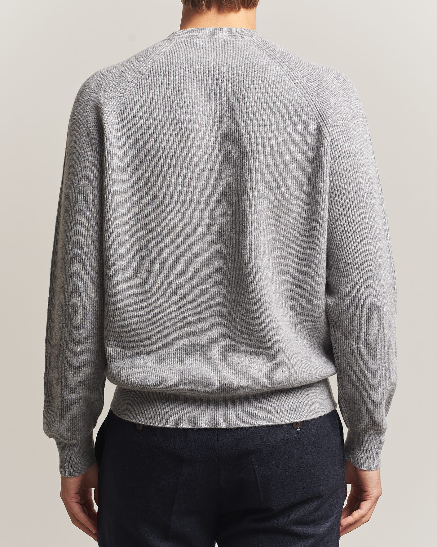 Mies | Puserot | Canali | Rib Cashmere Sweater Light Grey