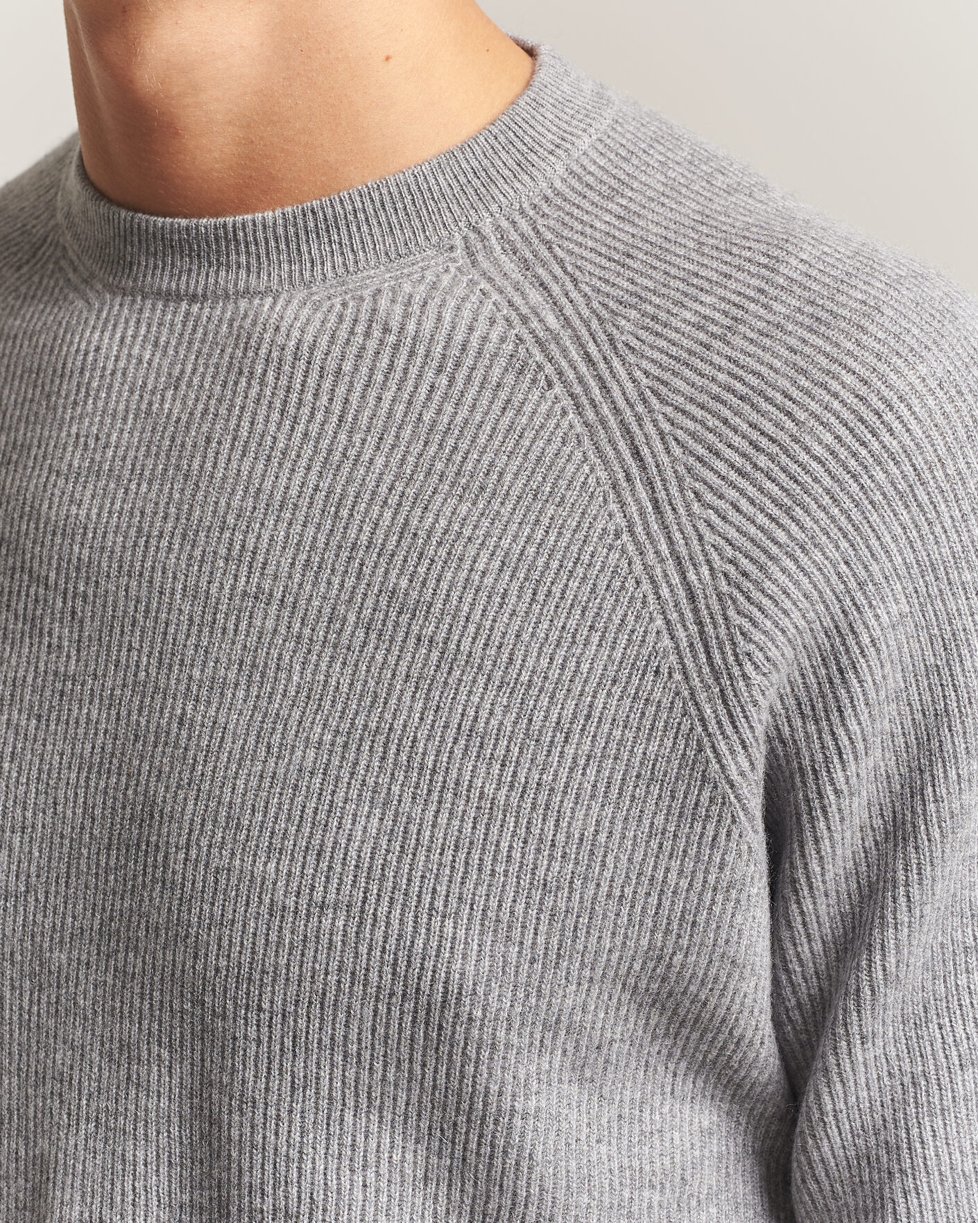 Mies | Puserot | Canali | Rib Cashmere Sweater Light Grey