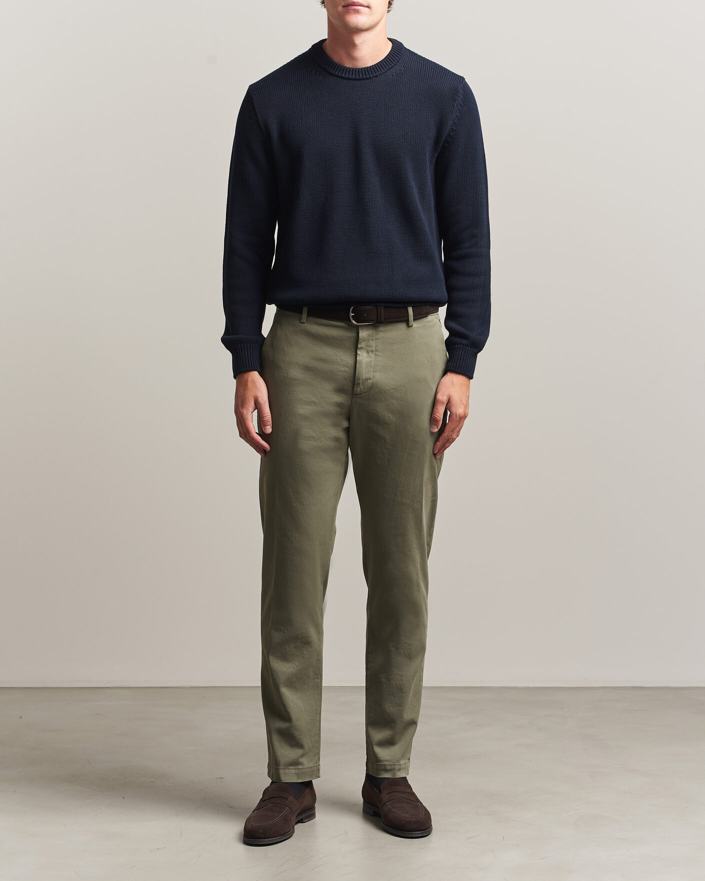 Mies | Housut | Canali | Cotton Twill Chinos Olive
