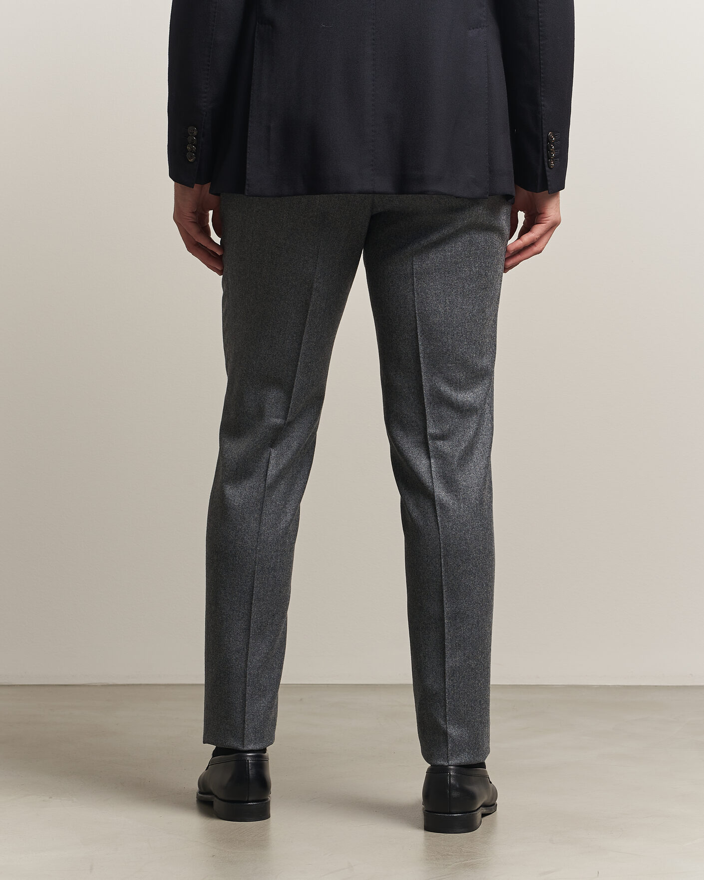 Mies | Housut | Canali | Slim Fit Flannel Trousers Grey Melange