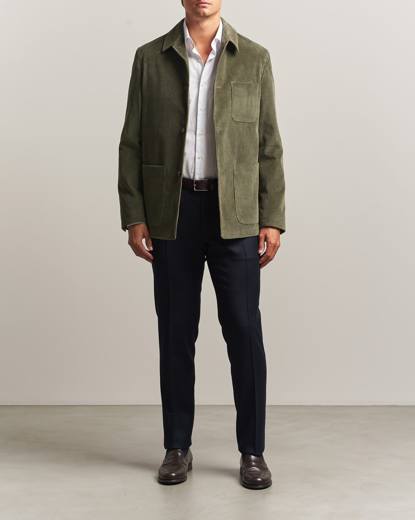 Mies | Housut | Canali | Slim Fit Flannel Trousers Navy