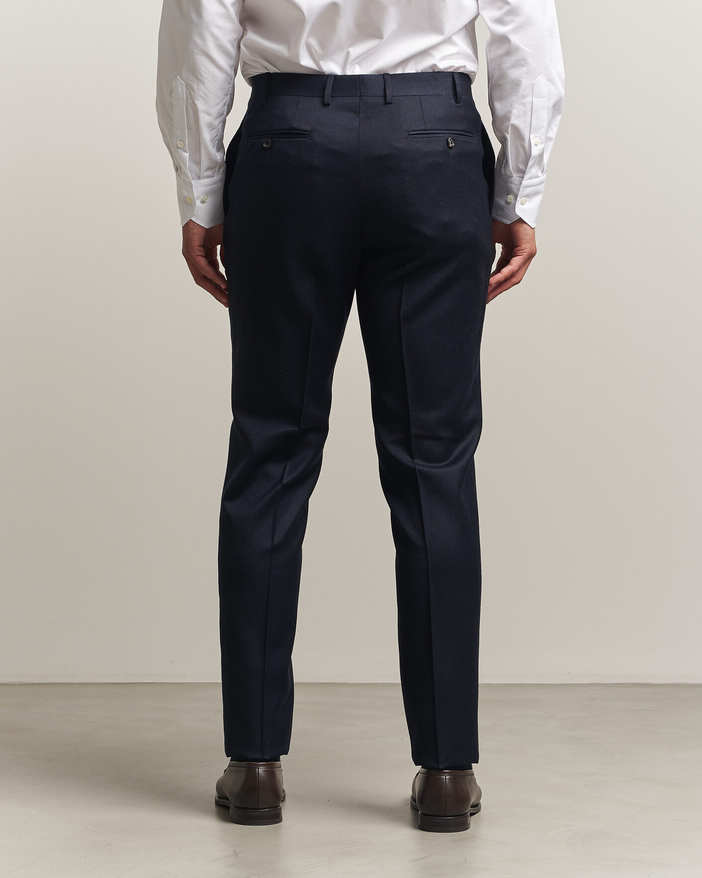 Mies | Housut | Canali | Slim Fit Flannel Trousers Navy