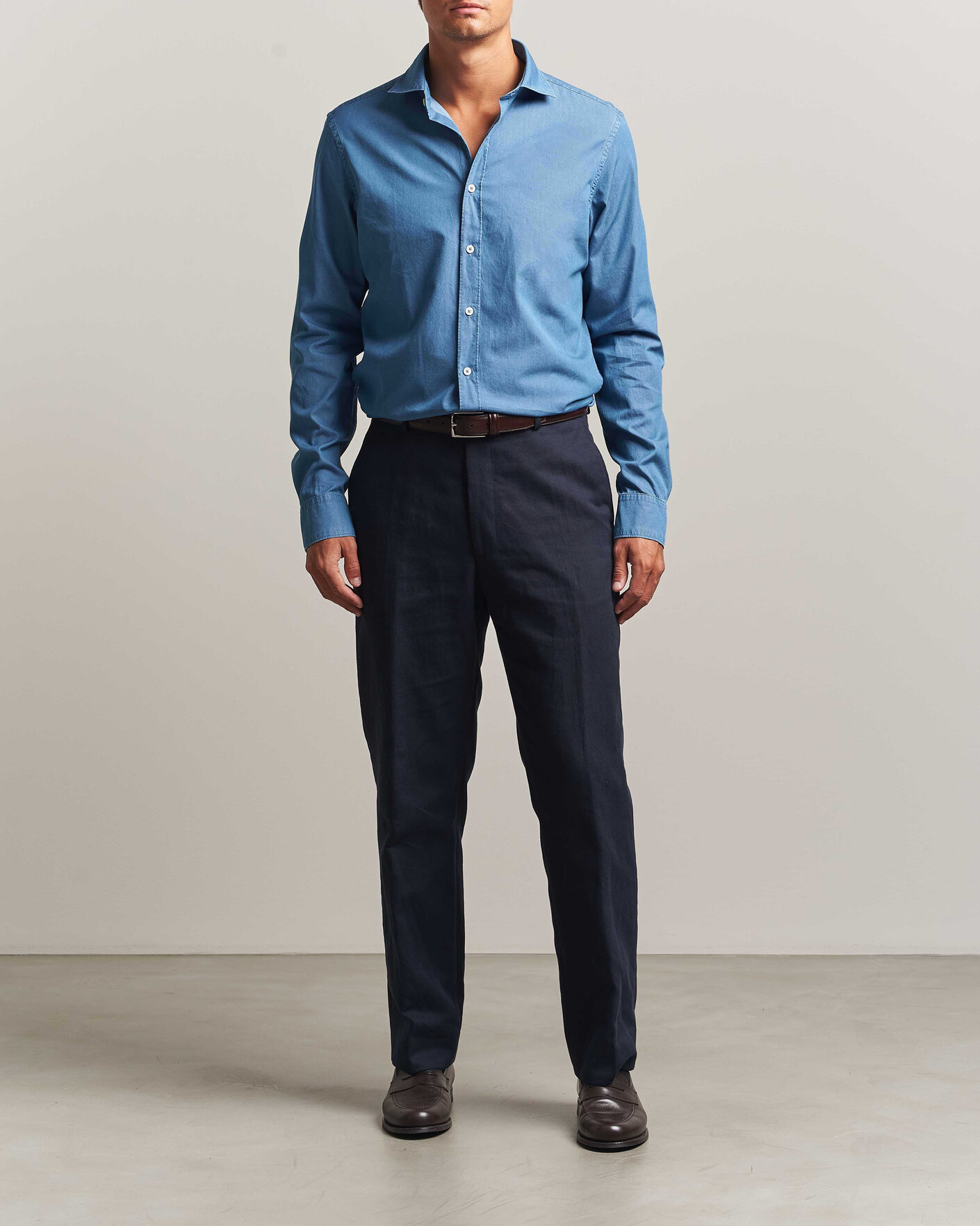 Mies | Kauluspaidat | Canali | Denim Shirt Stone Wash