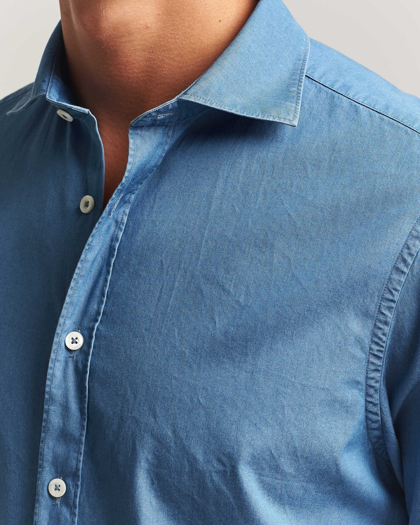 Mies | Kauluspaidat | Canali | Denim Shirt Stone Wash