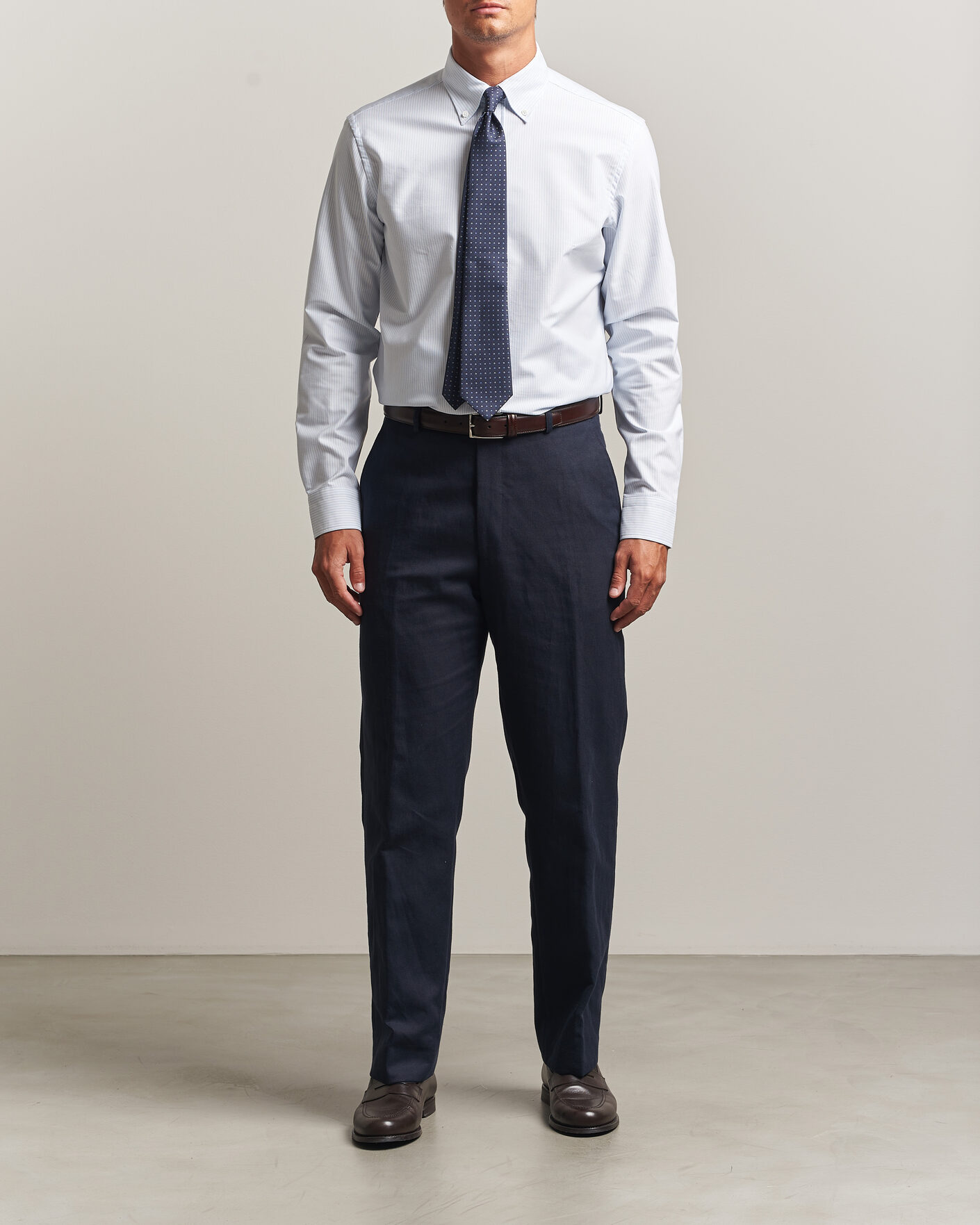 Mies | Kauluspaidat | Canali | Oxford Button Down Shirt Light Blue Stripe