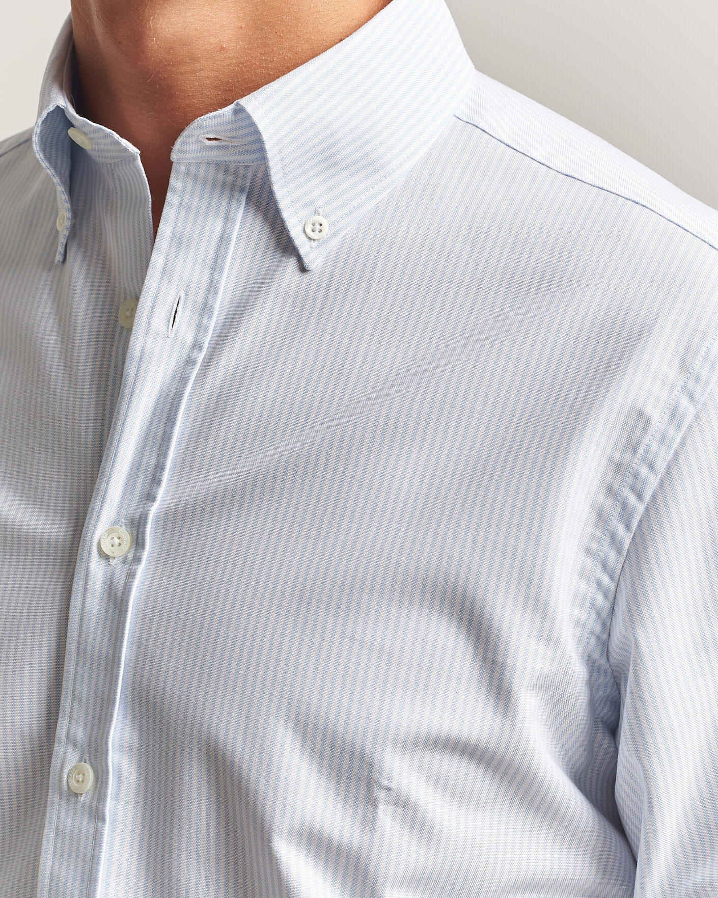 Mies | Kauluspaidat | Canali | Oxford Button Down Shirt Light Blue Stripe