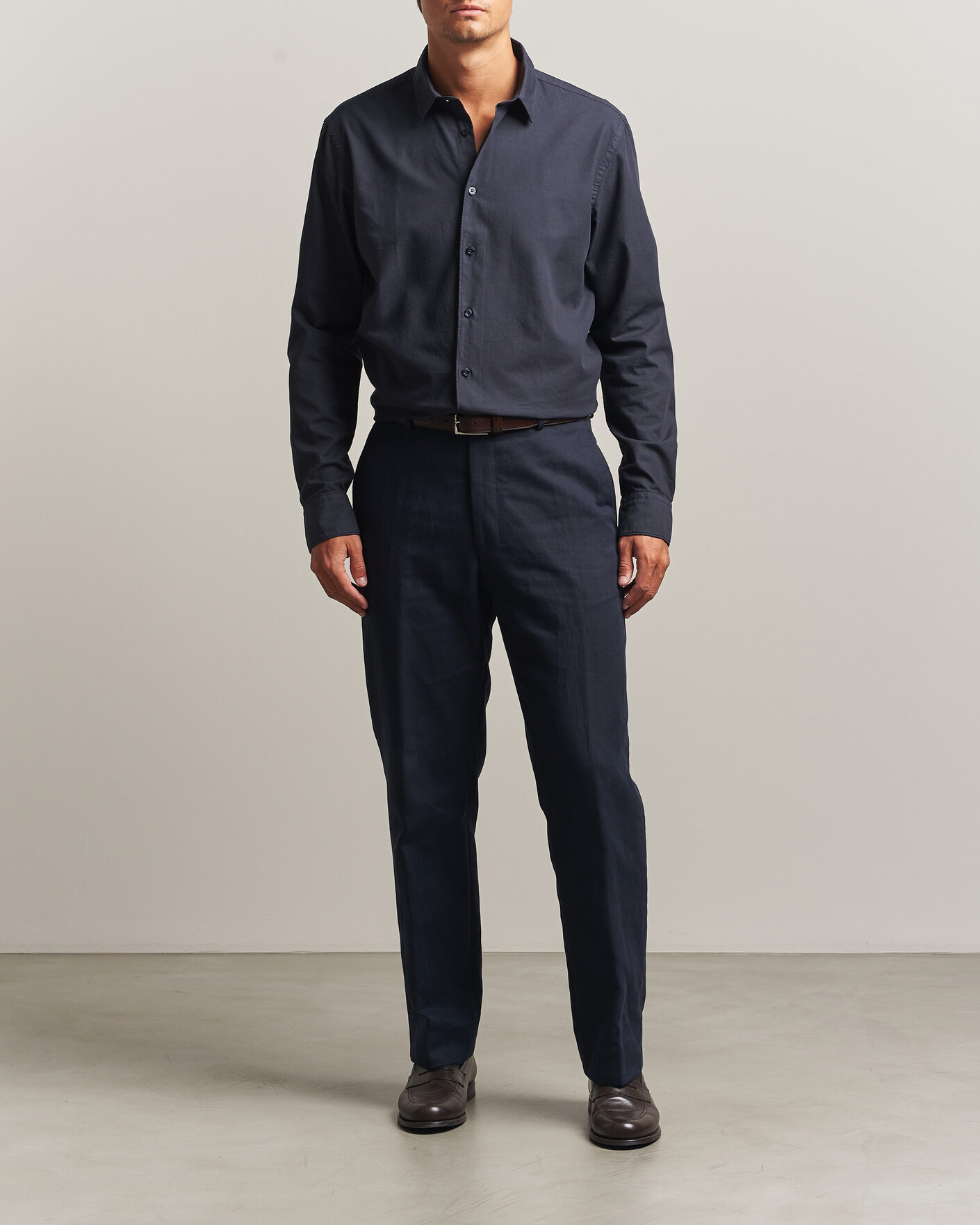 Mies | Kauluspaidat | Canali | Garment Dyed Cotton Shirt Navy