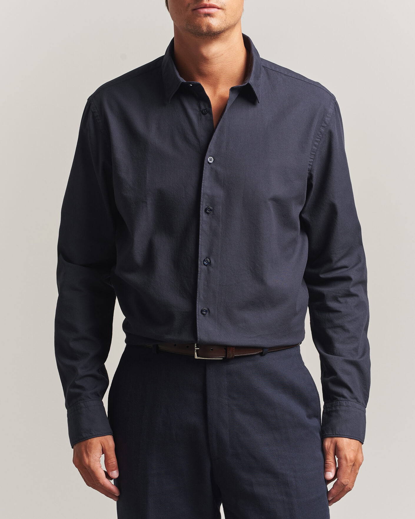 Mies | Kauluspaidat | Canali | Garment Dyed Cotton Shirt Navy