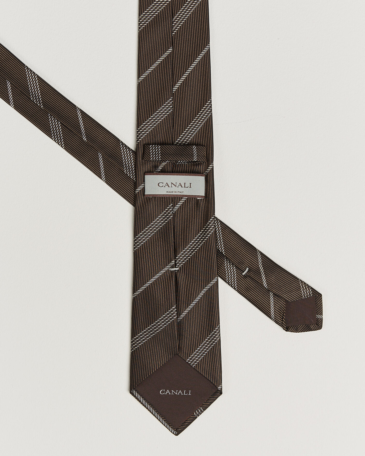 Mies | Solmiot | Canali | Regimental Stripe Silk Tie Brown