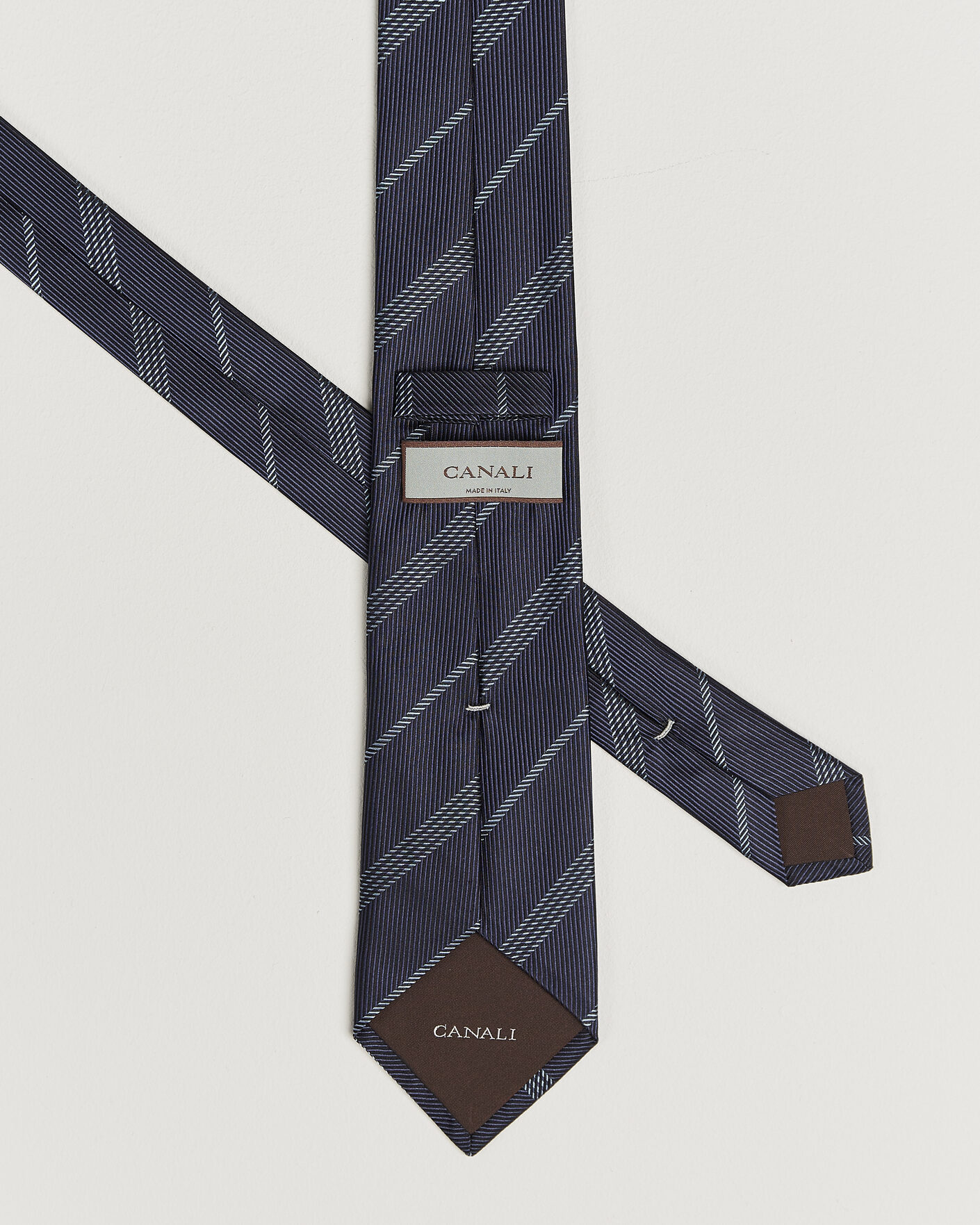 Mies | Solmiot | Canali | Regimental Stripe Silk Tie Navy