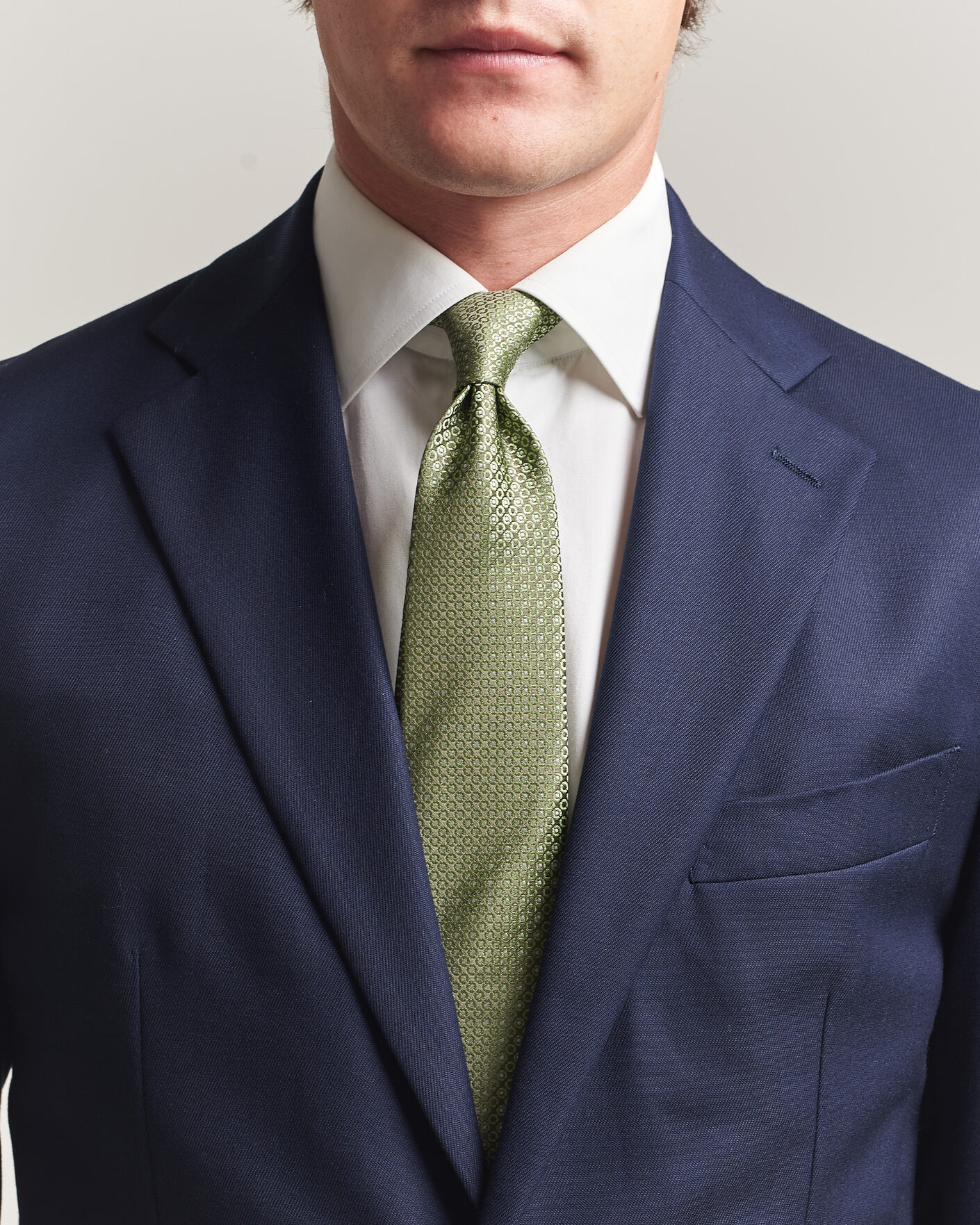Mies | Solmiot | Canali | Jacquard Silk Tie Grass Green