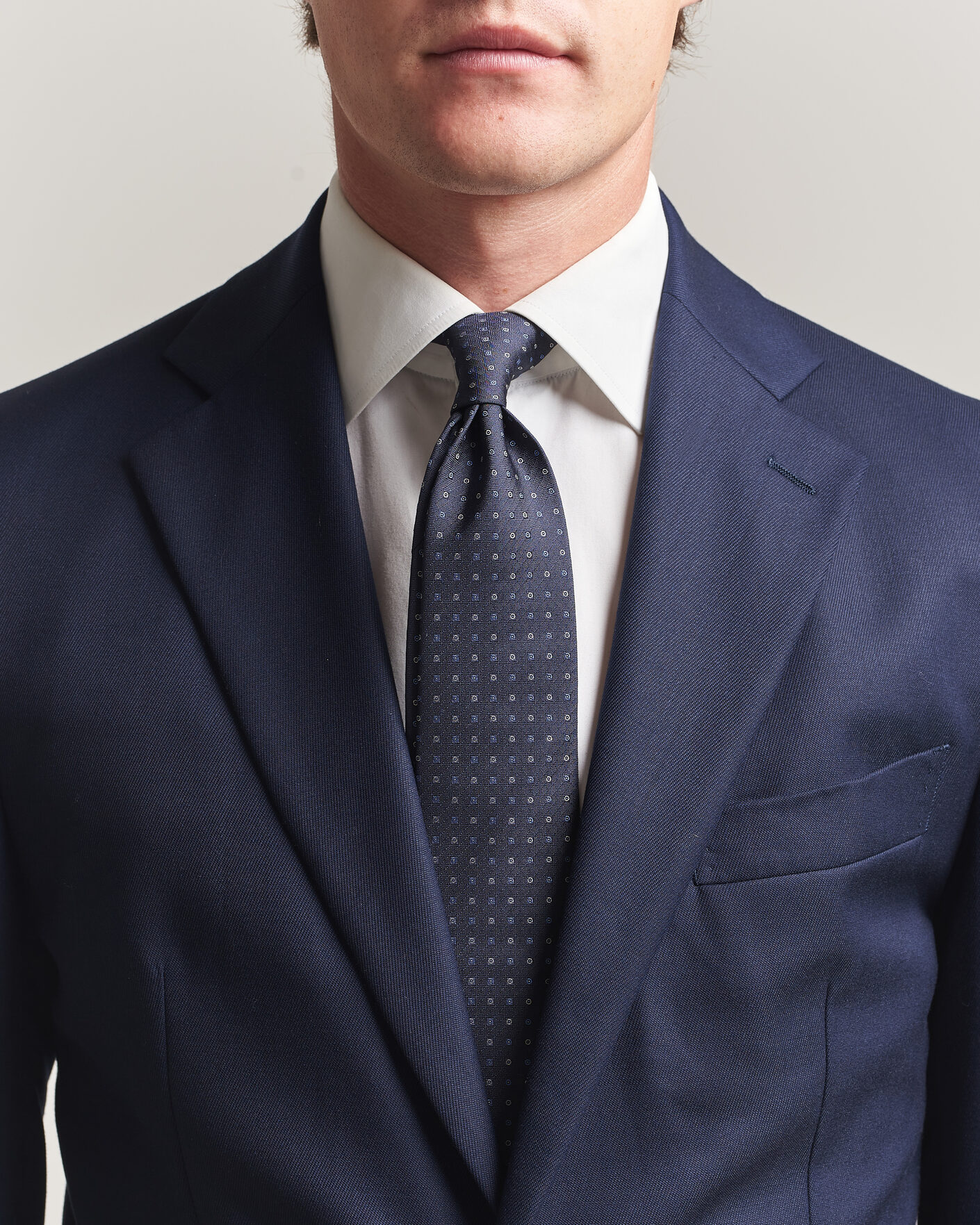 Mies | Solmiot | Canali | Jacquard Silk Tie Navy