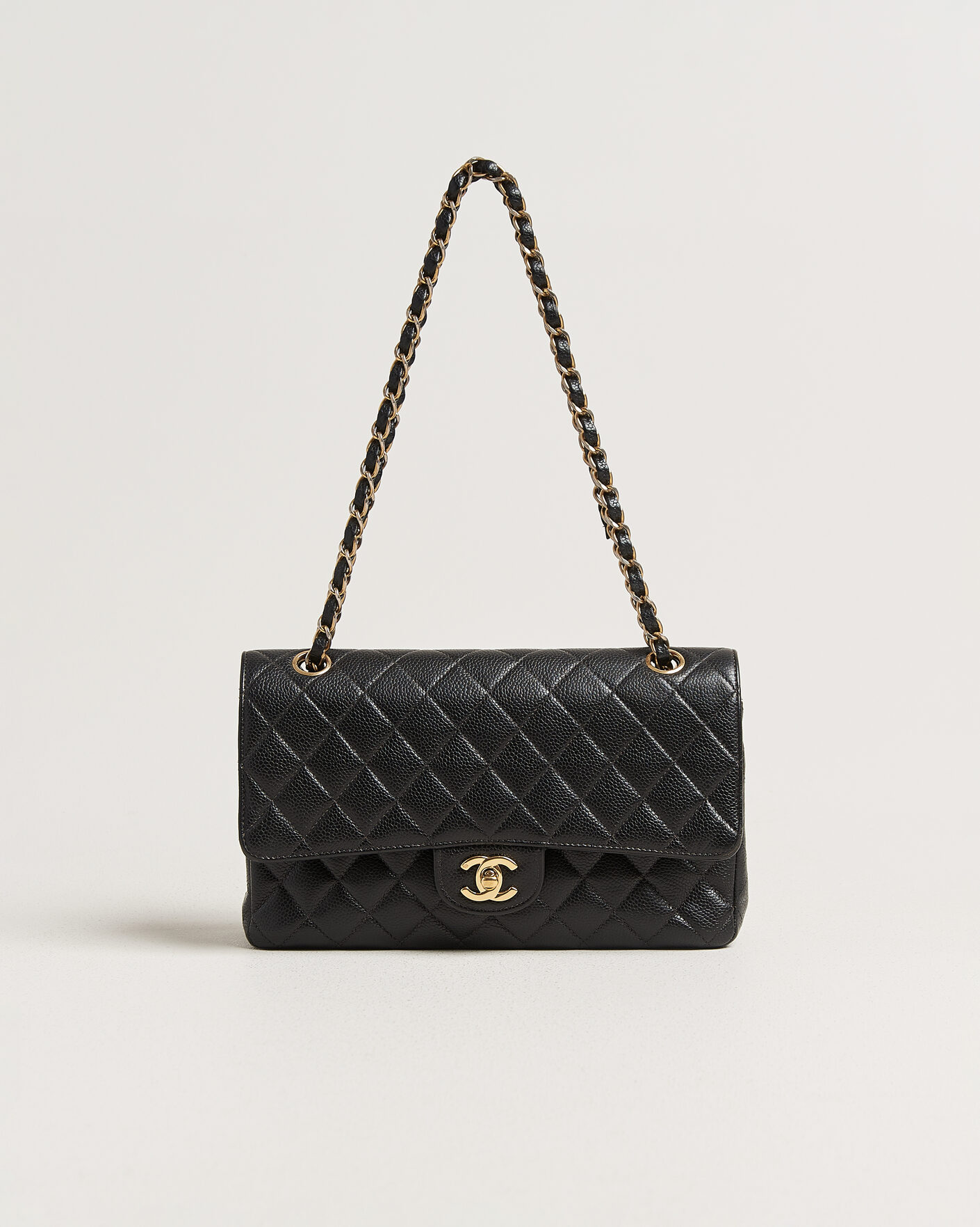 Mies | Chanel Pre-Owned Classic Medium Double Flap Bag Caviar Leather Black | Chanel Pre-Owned | Classic Medium Double Flap Bag Caviar Leather Black