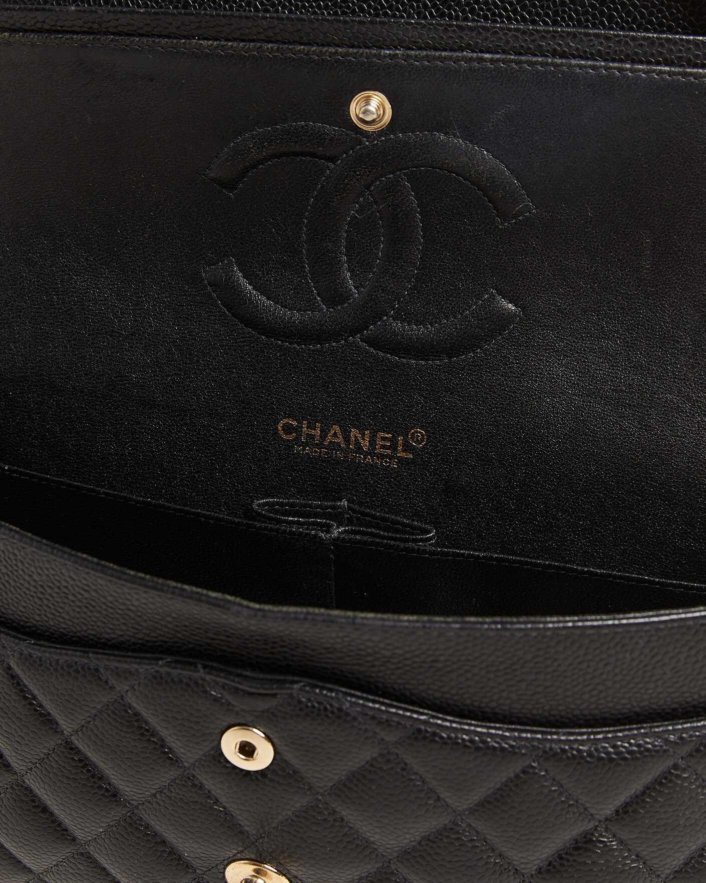 Mies | Chanel Pre-Owned Classic Medium Double Flap Bag Caviar Leather Black | Chanel Pre-Owned | Classic Medium Double Flap Bag Caviar Leather Black