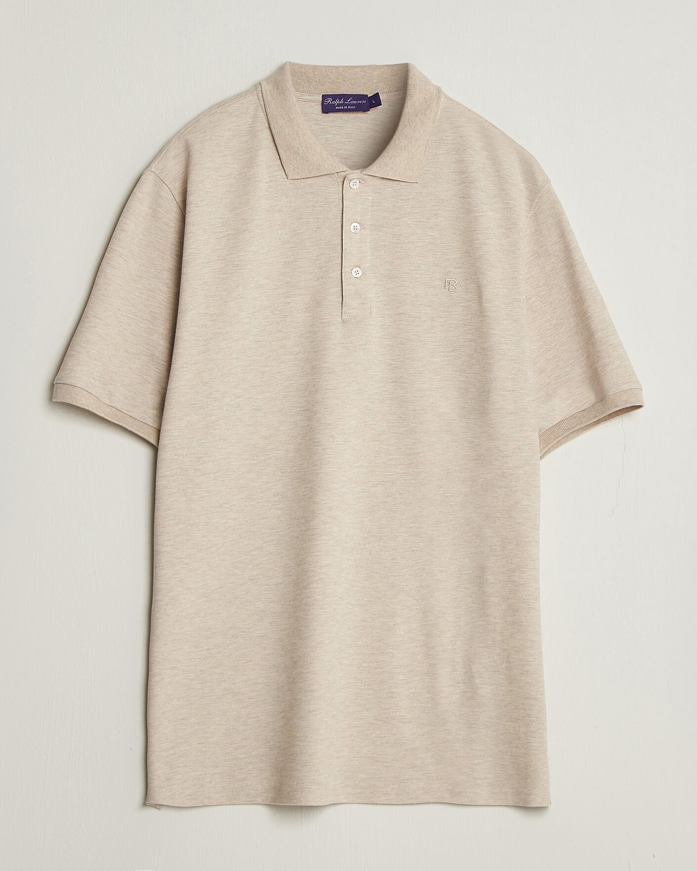 Mies | Pikeet | Ralph Lauren Purple Label | Short Sleeve Mercerized Cotton Polo Beige Melange