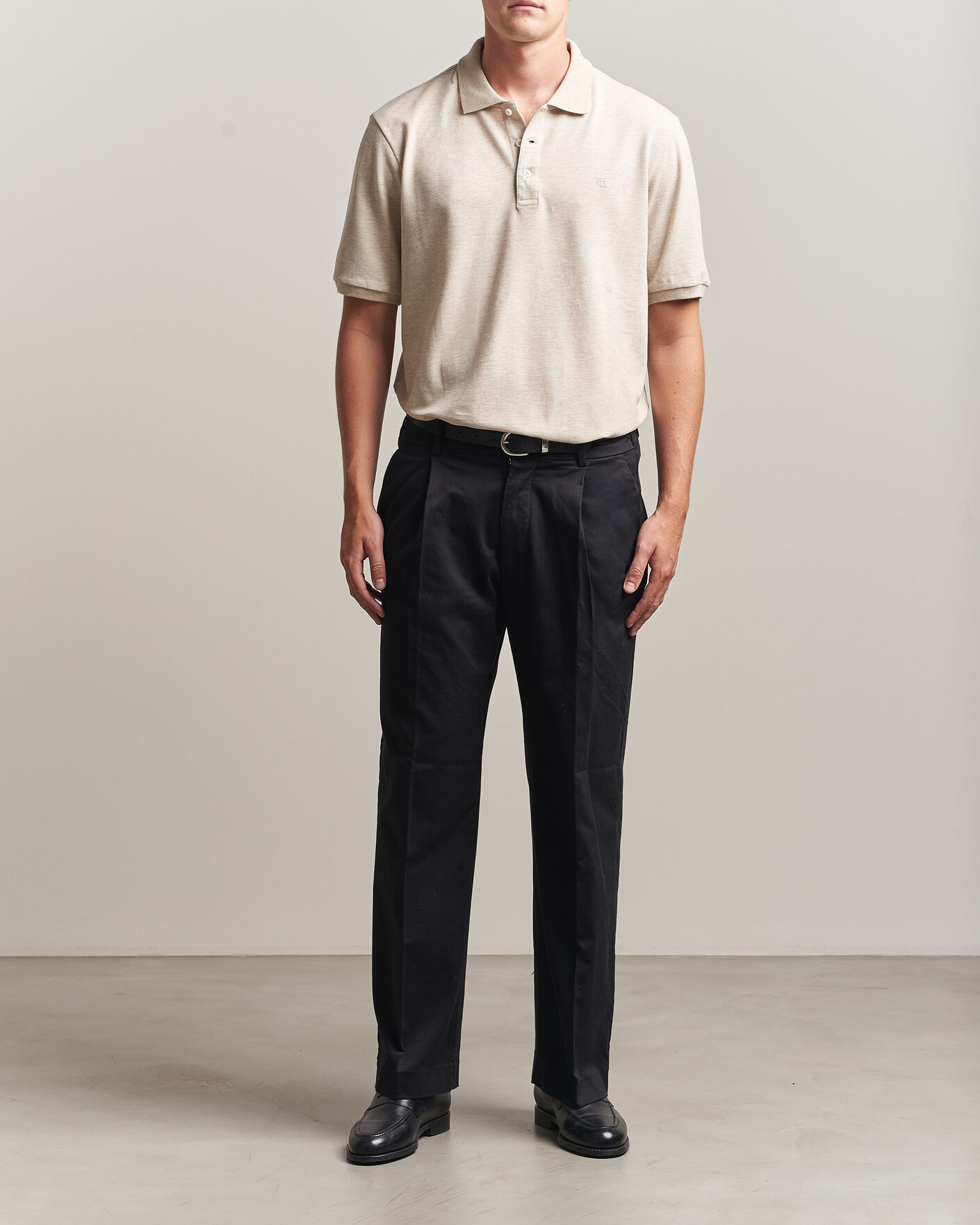 Mies | Pikeet | Ralph Lauren Purple Label | Short Sleeve Mercerized Cotton Polo Beige Melange