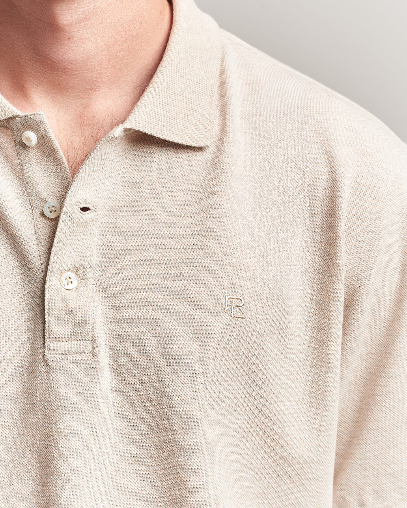 Mies | Pikeet | Ralph Lauren Purple Label | Short Sleeve Mercerized Cotton Polo Beige Melange