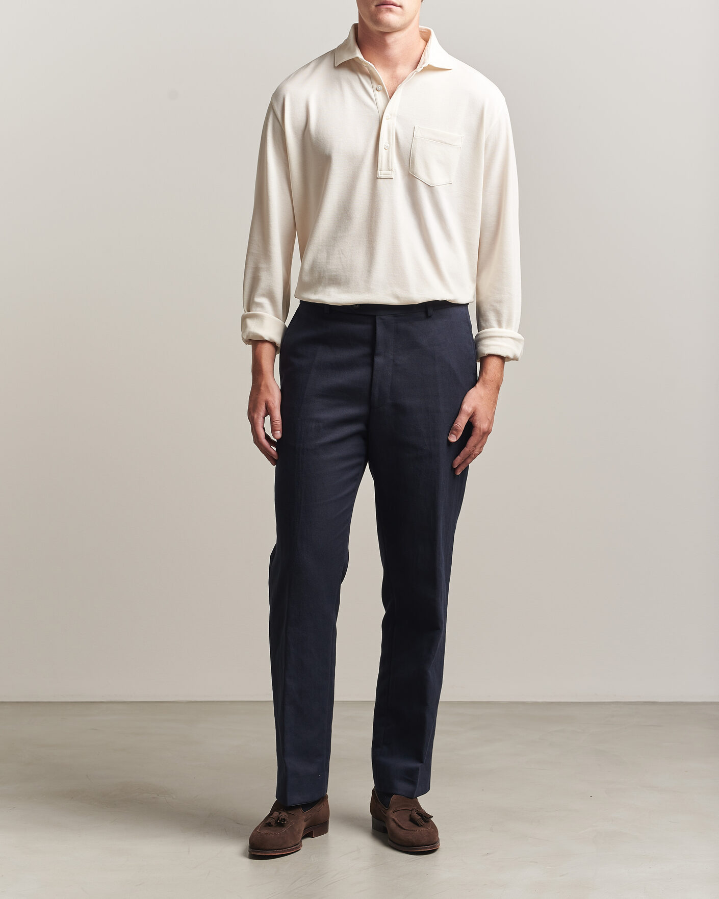 Mies | Pikeet | Ralph Lauren Purple Label | Long Sleeve Washed Polo Classic Cream