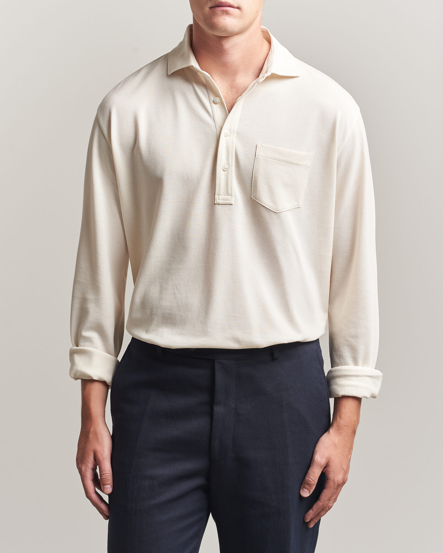 Mies | Pikeet | Ralph Lauren Purple Label | Long Sleeve Washed Polo Classic Cream