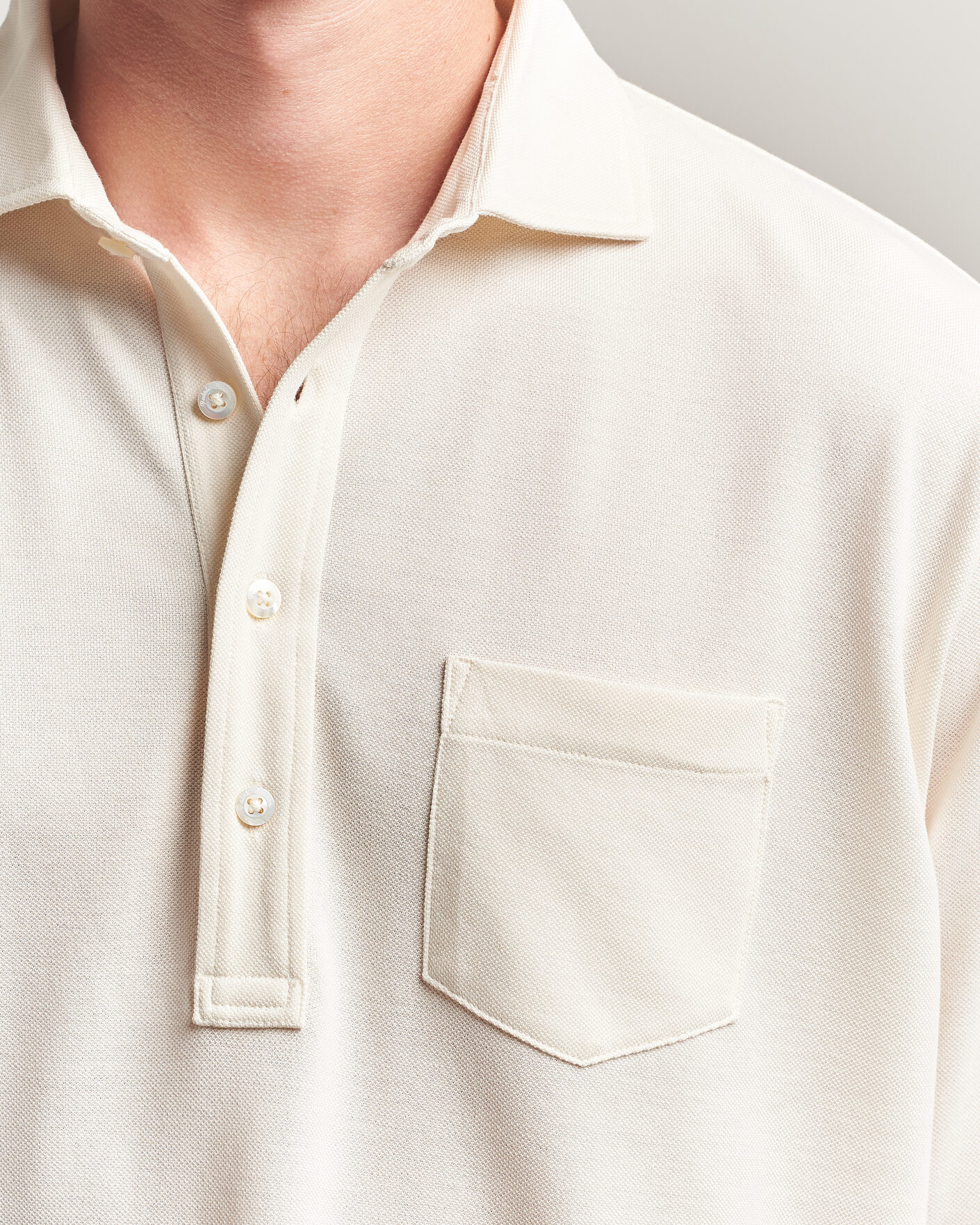 Mies | Pikeet | Ralph Lauren Purple Label | Long Sleeve Washed Polo Classic Cream