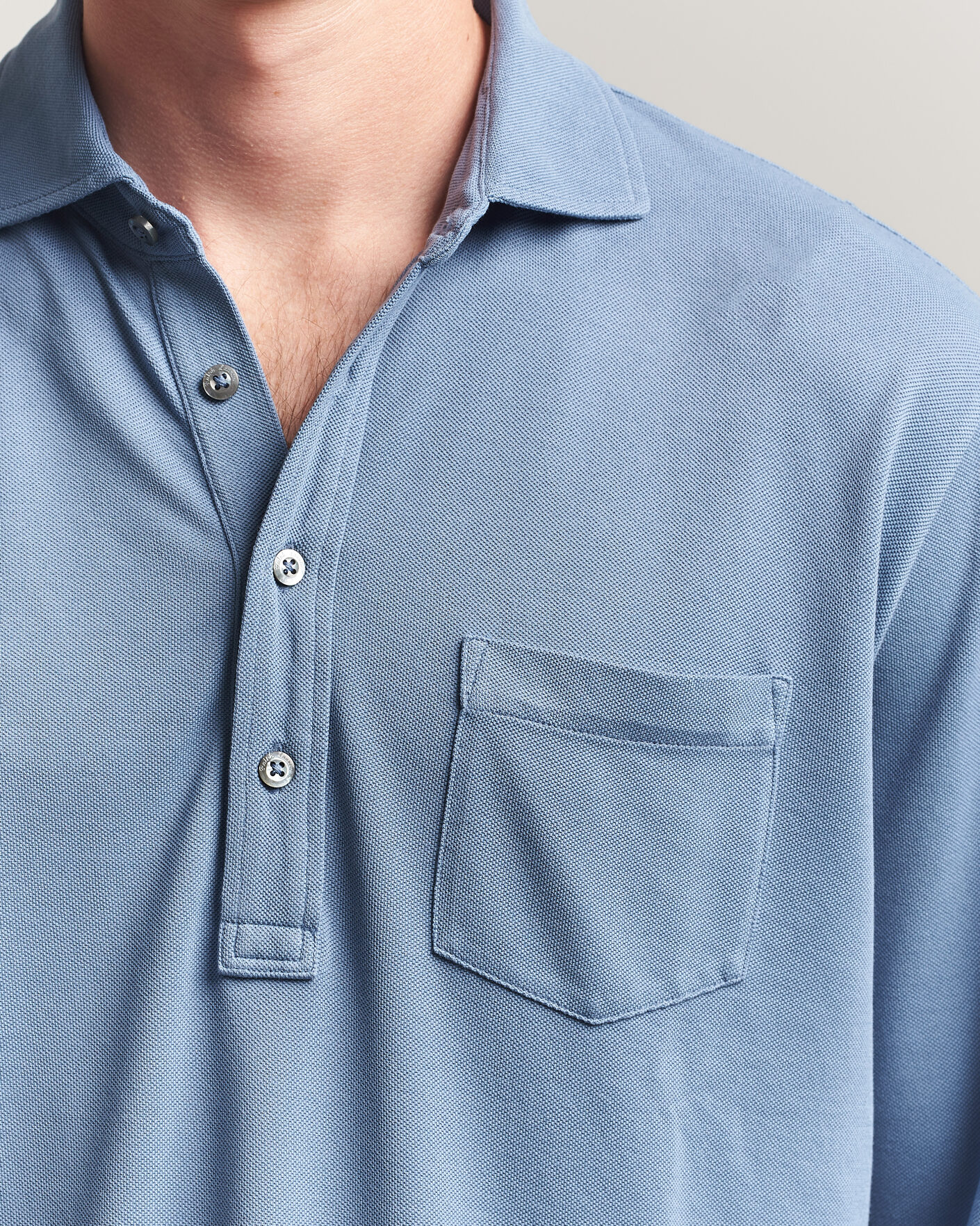 Mies | Pikeet | Ralph Lauren Purple Label | Long Sleeve Washed Polo Blue Horizon