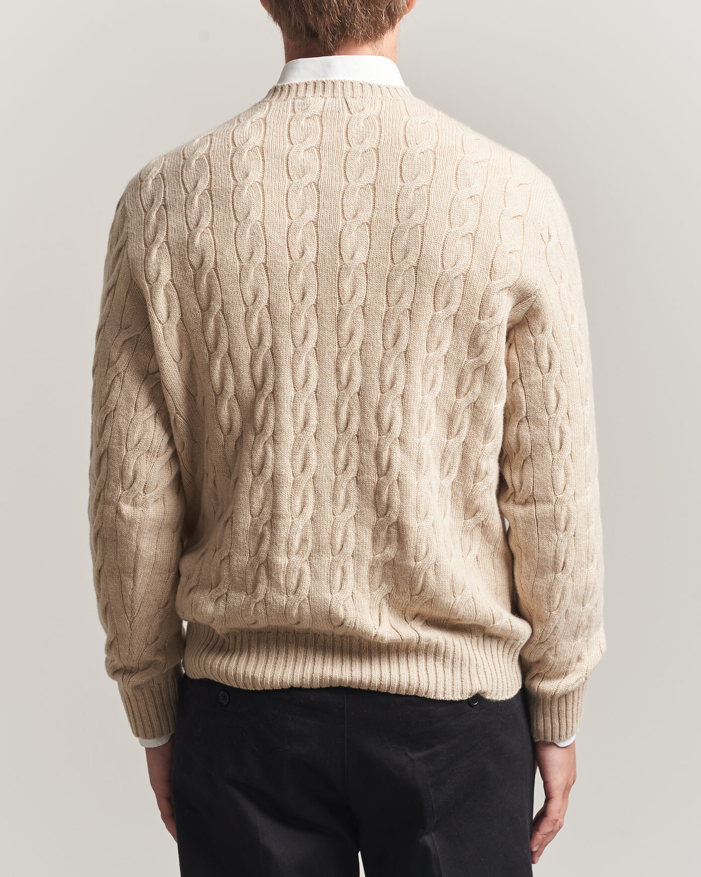 Mies | Puserot | Ralph Lauren Purple Label | Cashmere Cable Sweater Beige Melange