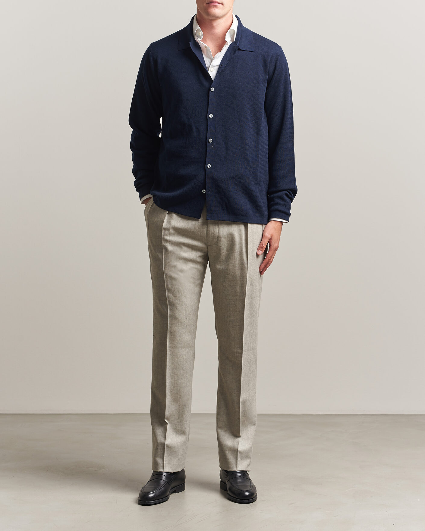 Mies | Housut | Ralph Lauren Purple Label | Gregory Pleated Flannel Trousers Pearl Grey
