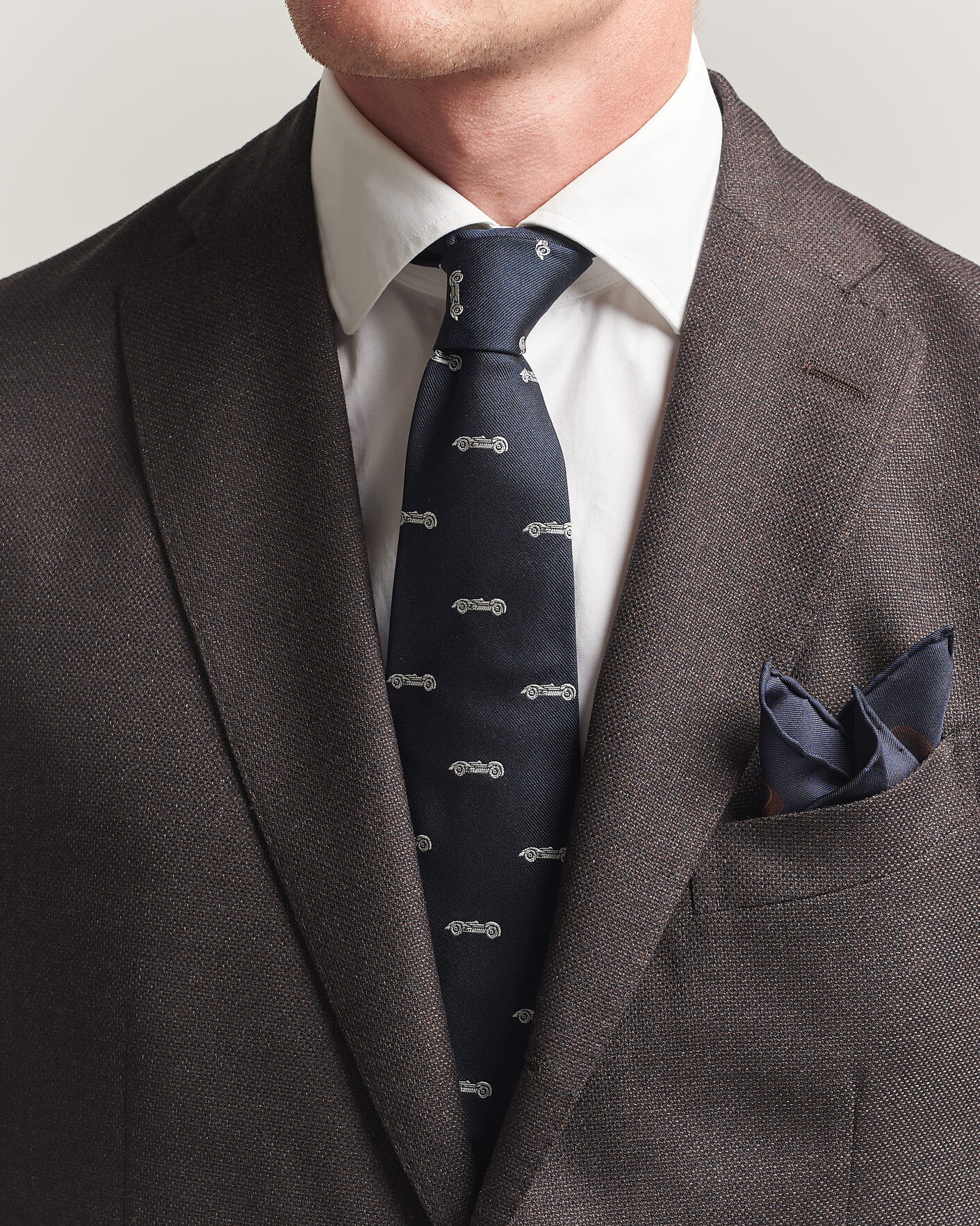 Mies | Solmiot | Ralph Lauren Purple Label | Jacquard Race Cars Silk Tie Navy