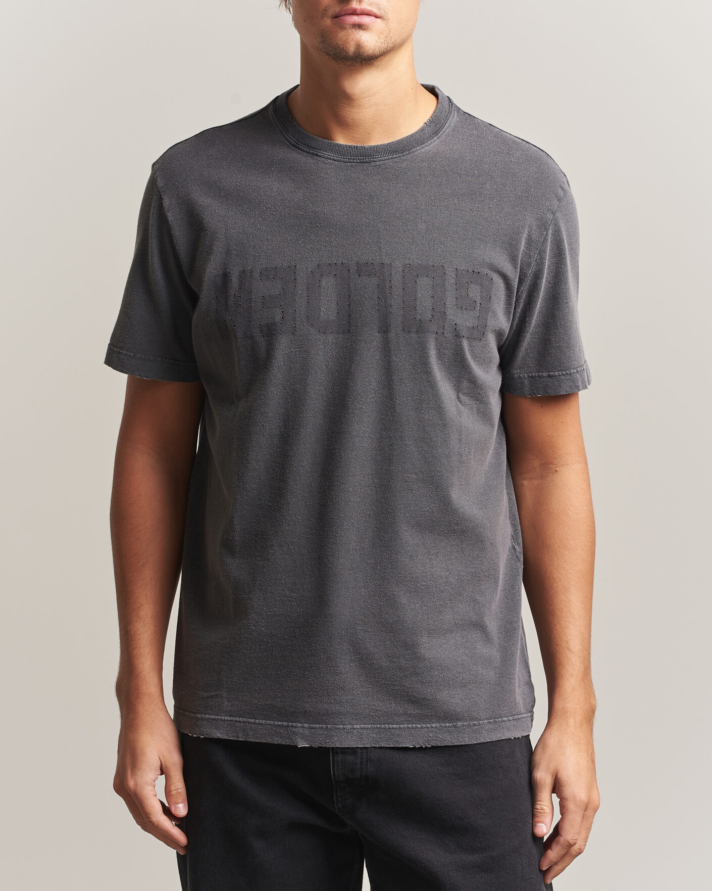 Mies | T-paidat | Golden Goose | Distressed Cotton T-Shirt Anthracite