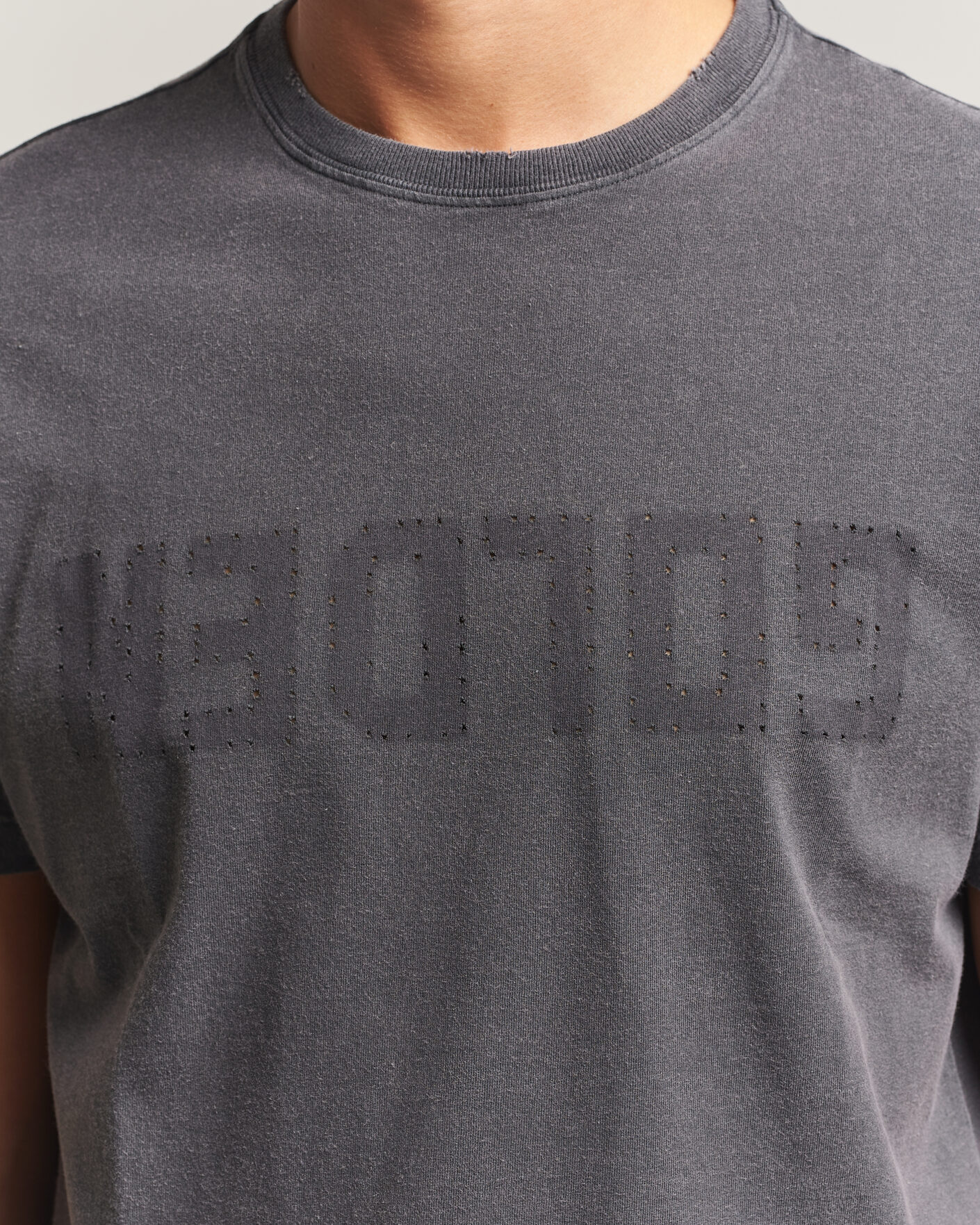 Mies | T-paidat | Golden Goose | Distressed Cotton T-Shirt Anthracite