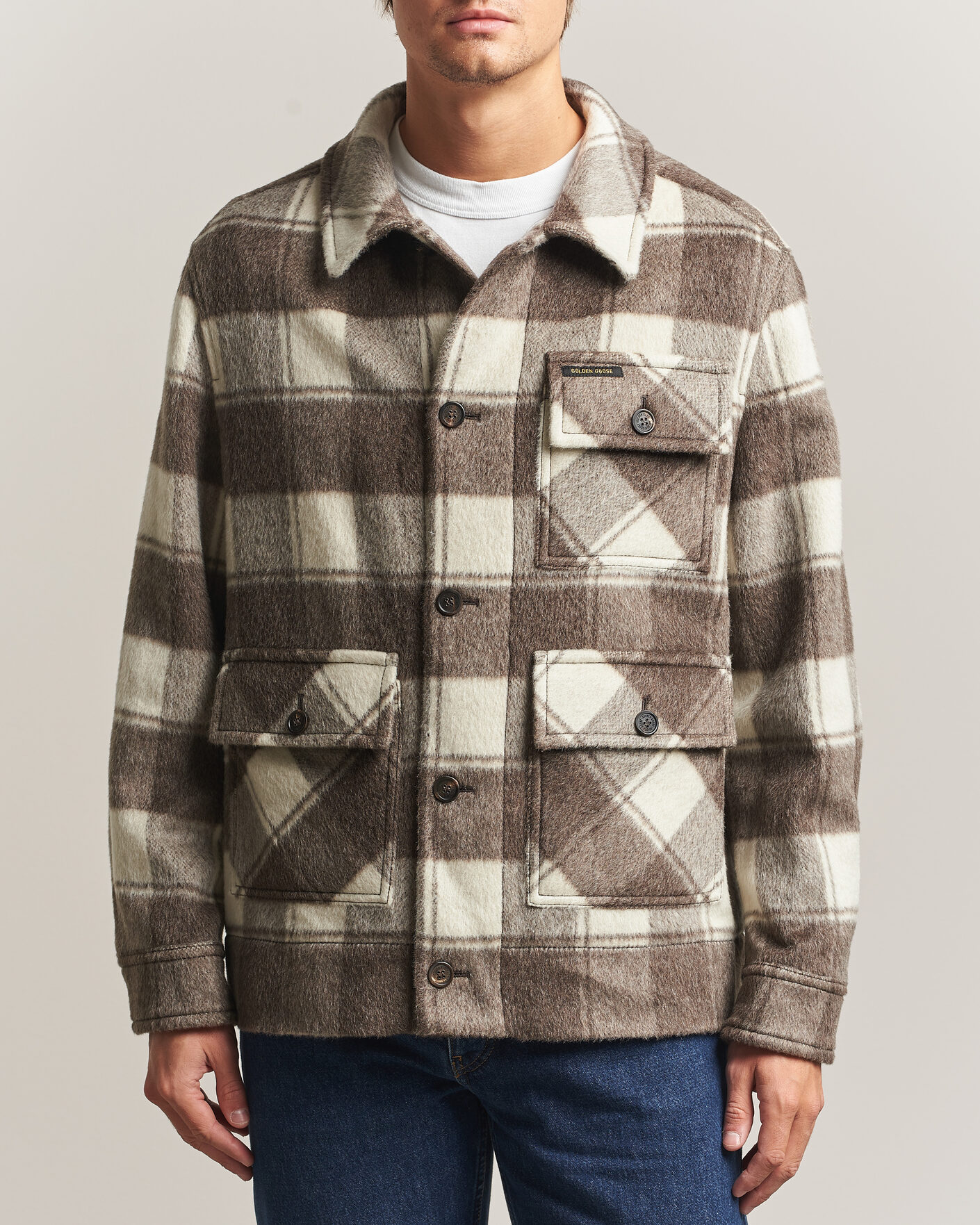 Mies | Takit | Golden Goose | Wool/Mohair Work Jacket Brown/White