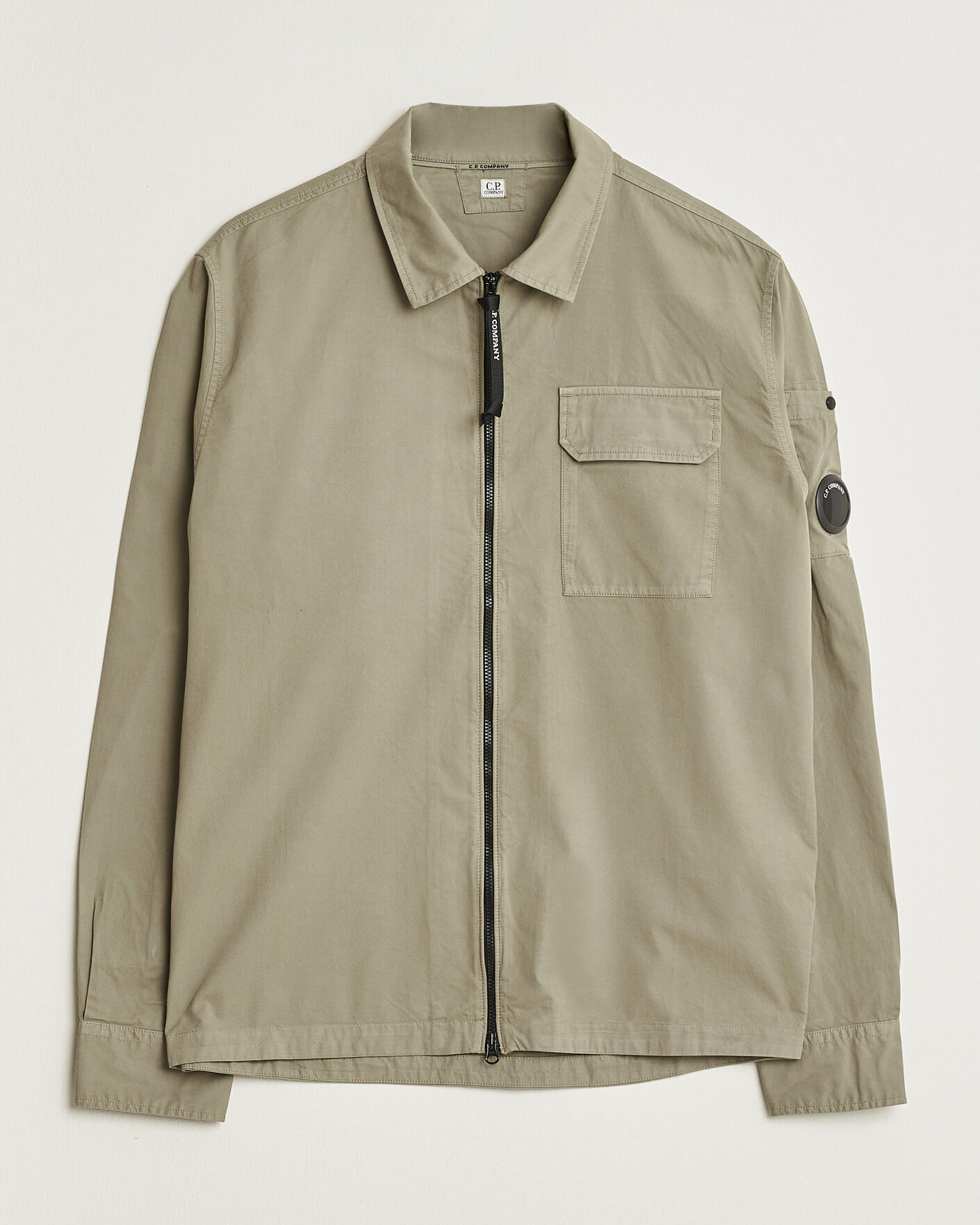 Mies | Kauluspaidat | C.P. Company | Organic Cotton Gabardine Zip Overshirt Grey