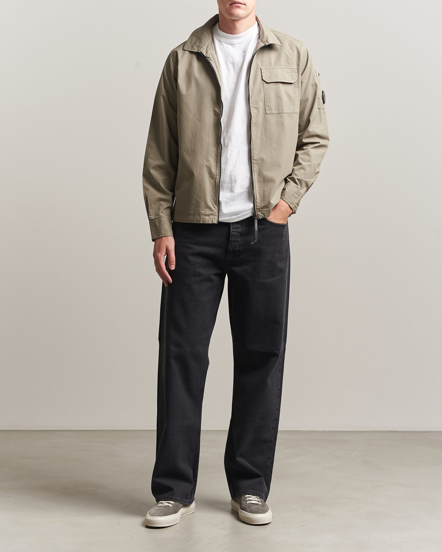 Mies | Kauluspaidat | C.P. Company | Organic Cotton Gabardine Zip Overshirt Grey