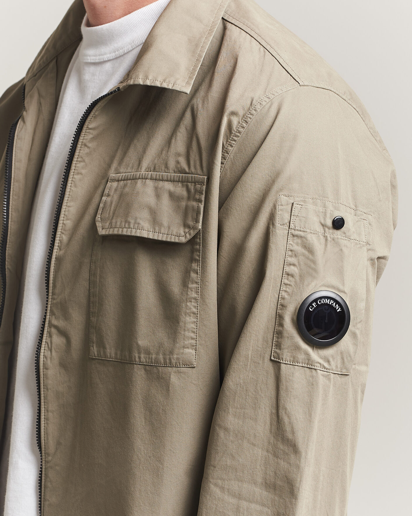 Mies | Kauluspaidat | C.P. Company | Organic Cotton Gabardine Zip Overshirt Grey