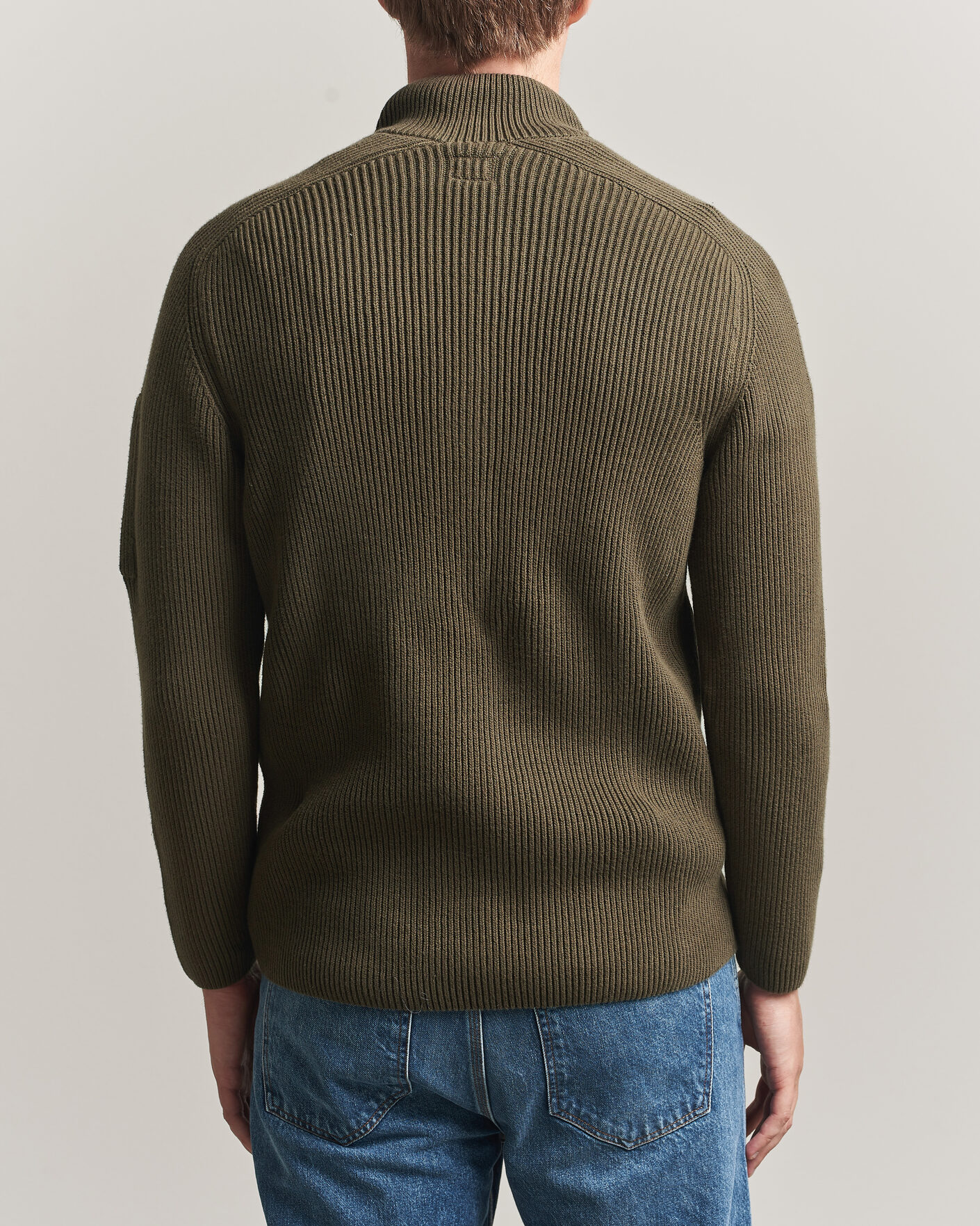 Mies | Puserot | C.P. Company | Full Rib Knitted Cotton Half Button Dark Green