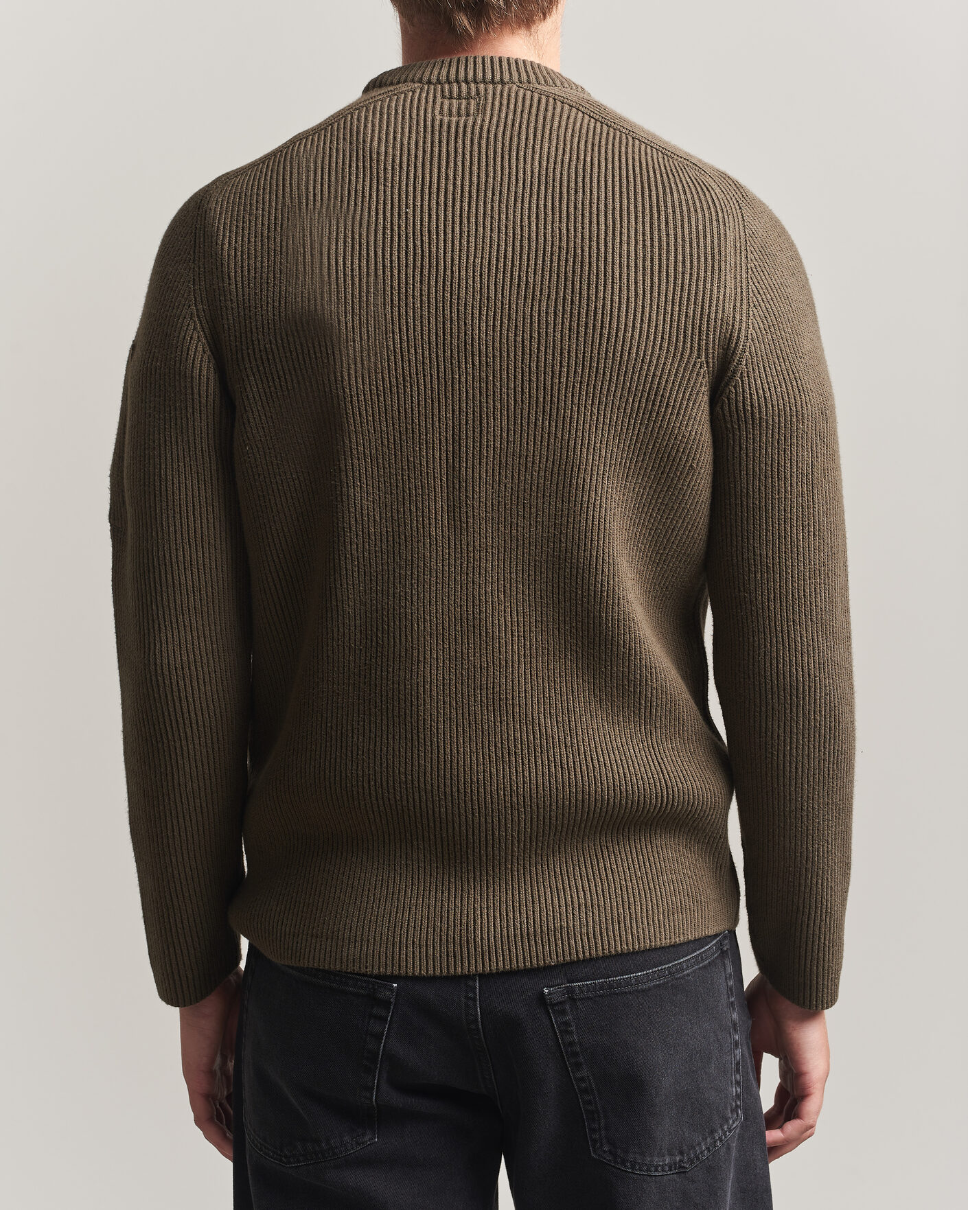 Mies | Puserot | C.P. Company | Full Rib Knitted Cotton Crew Neck Dark Green